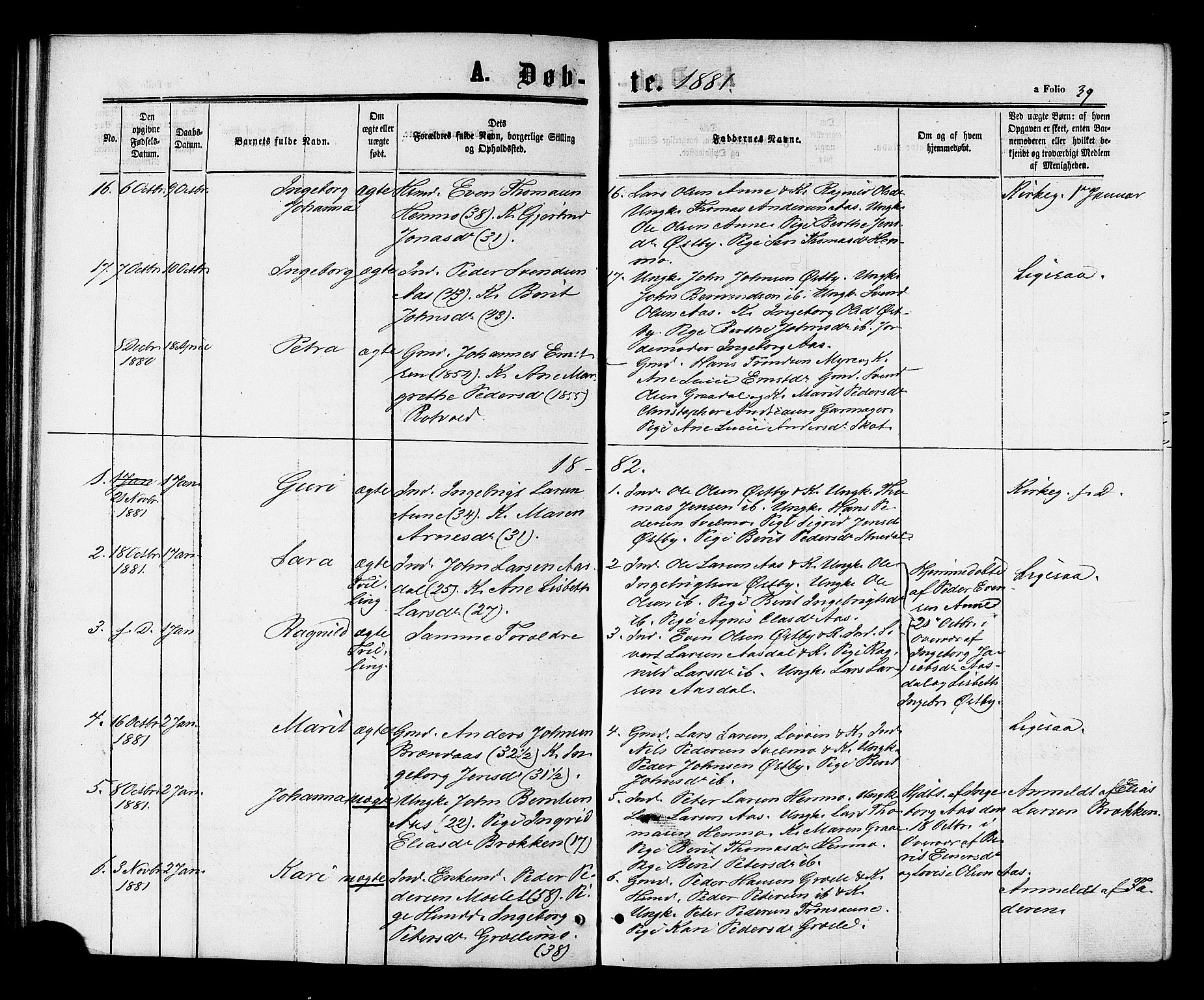 Ministerialprotokoller, klokkerbøker og fødselsregistre - Sør-Trøndelag, AV/SAT-A-1456/698/L1163: Parish register (official) no. 698A01, 1862-1887, p. 39