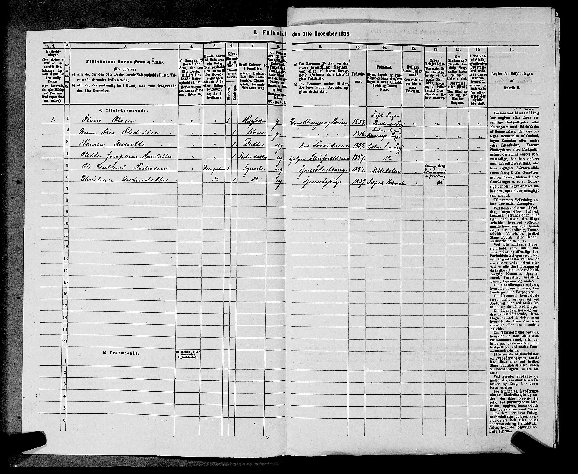 SAKO, 1875 census for 0715P Botne, 1875, p. 641