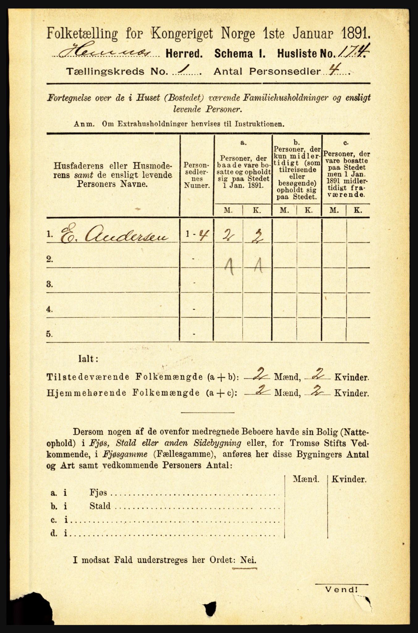 RA, 1891 census for 1832 Hemnes, 1891, p. 208