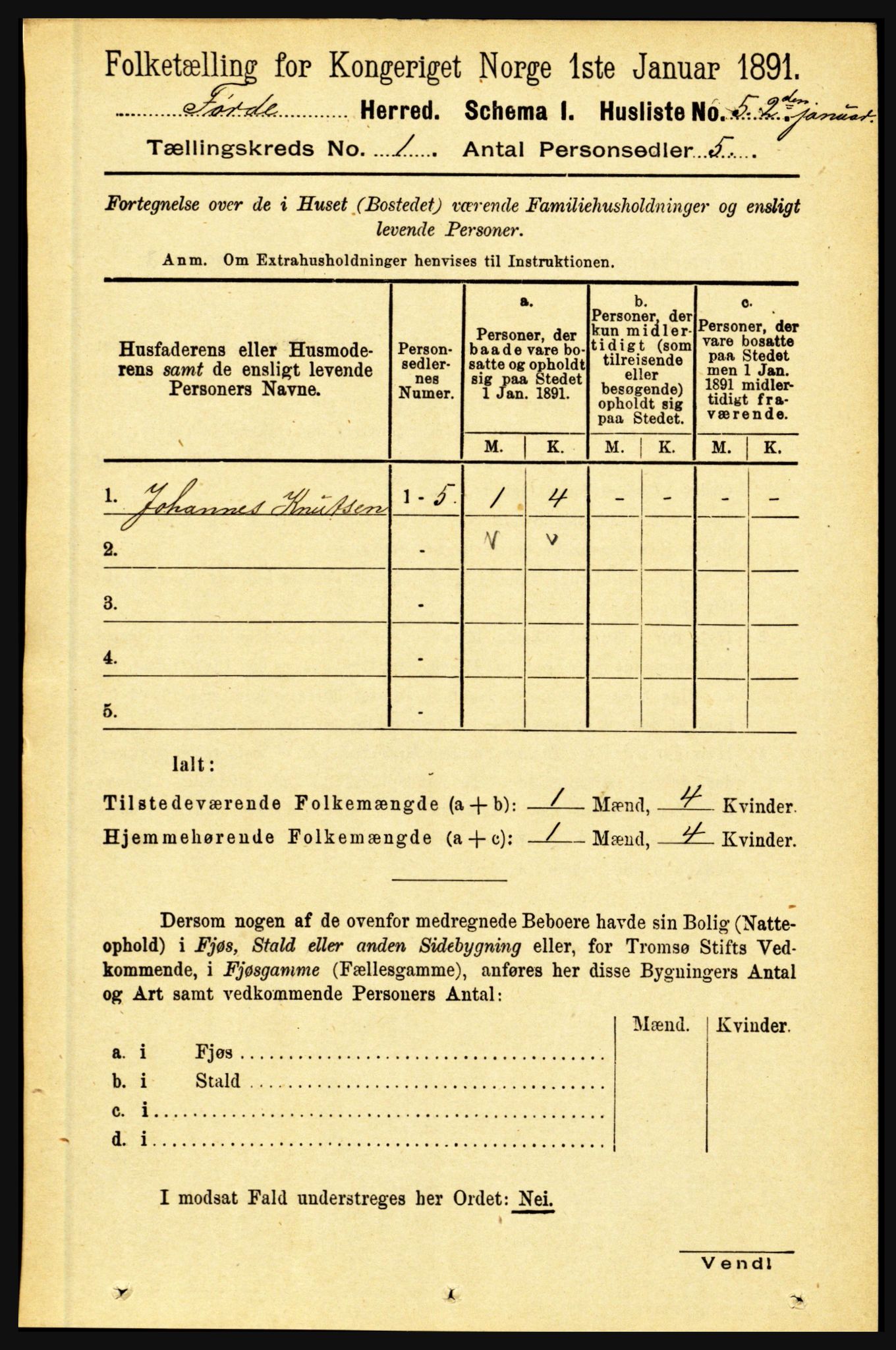 RA, 1891 census for 1432 Førde, 1891, p. 48