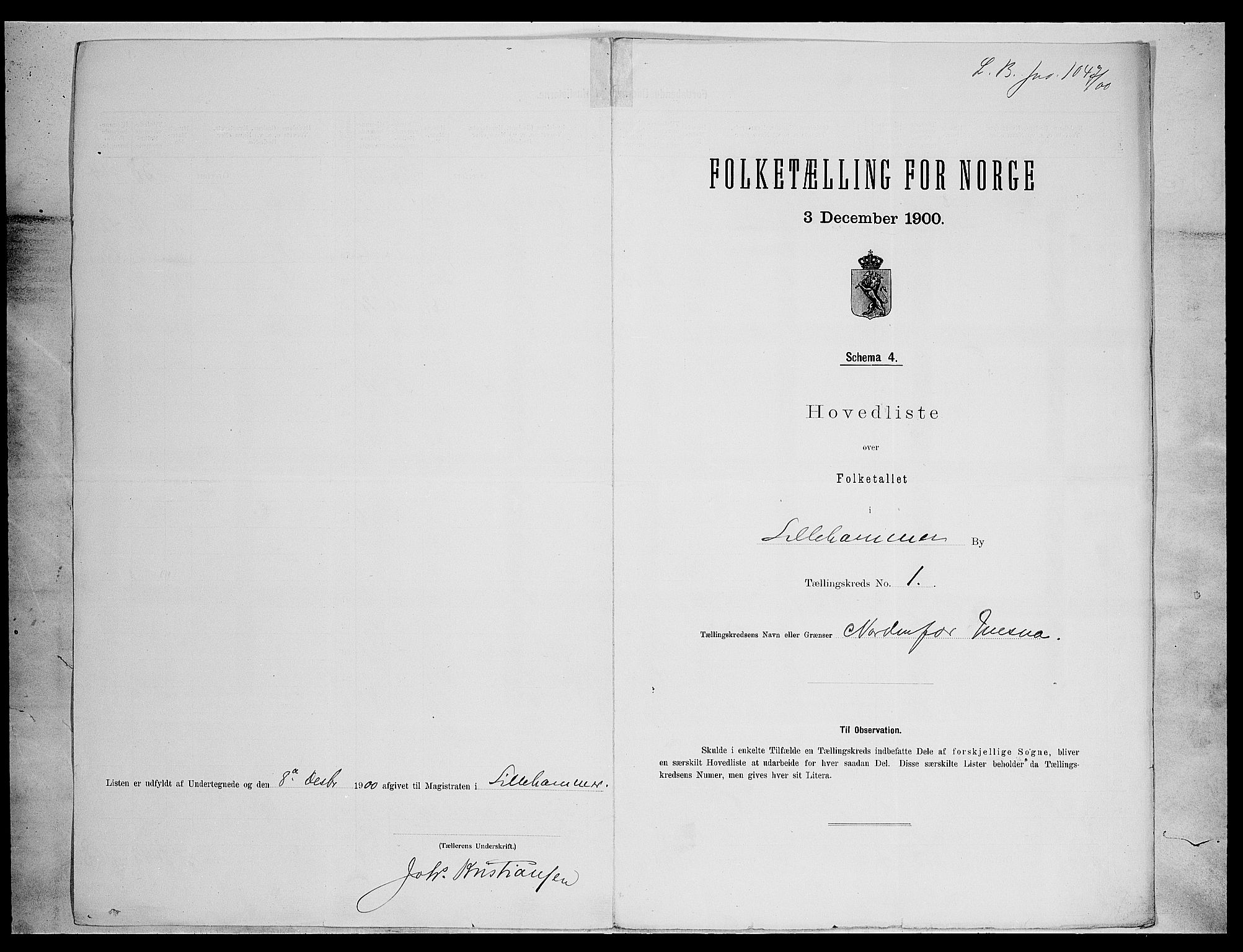 SAH, 1900 census for Lillehammer, 1900, p. 13