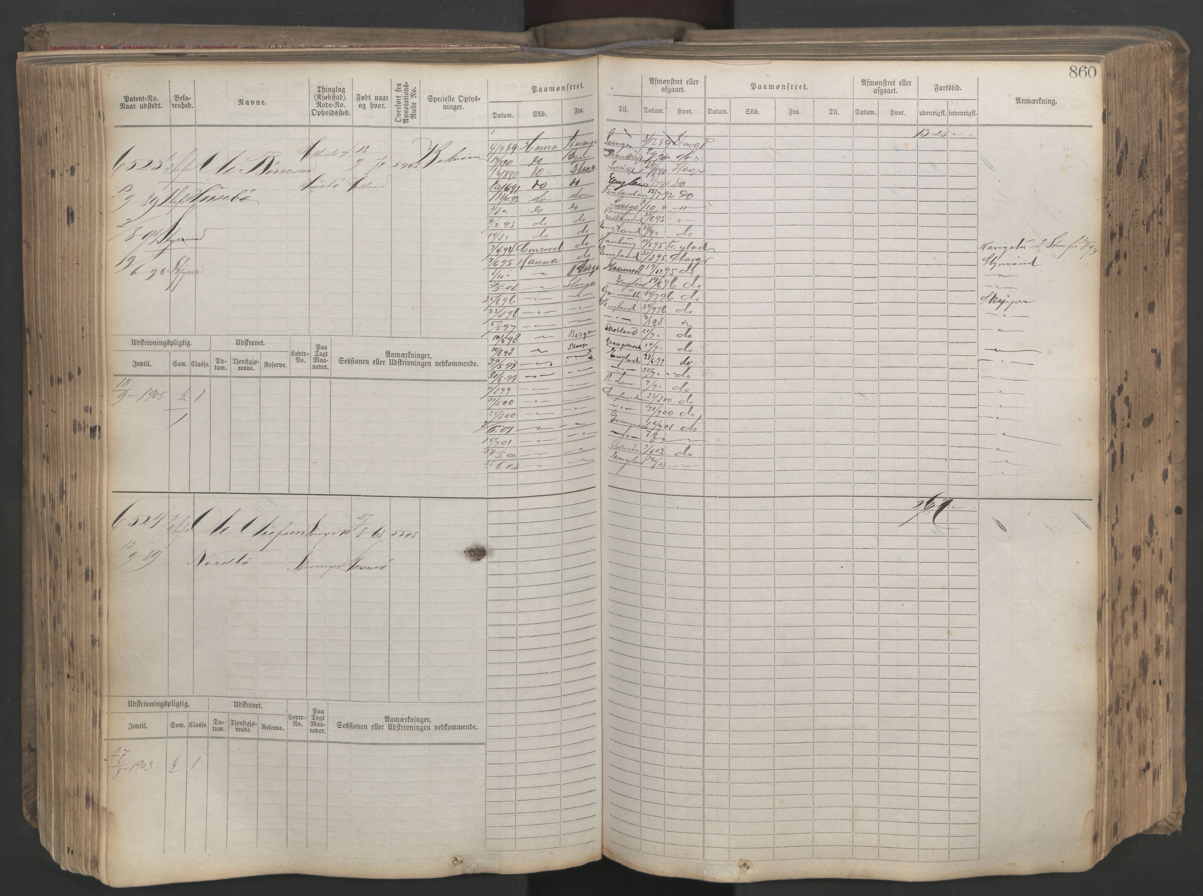 Stavanger sjømannskontor, AV/SAST-A-102006/F/Fb/Fbb/L0021: Sjøfartshovedrulle patnentnr. 6005-7204 (dublett), 1887, p. 264