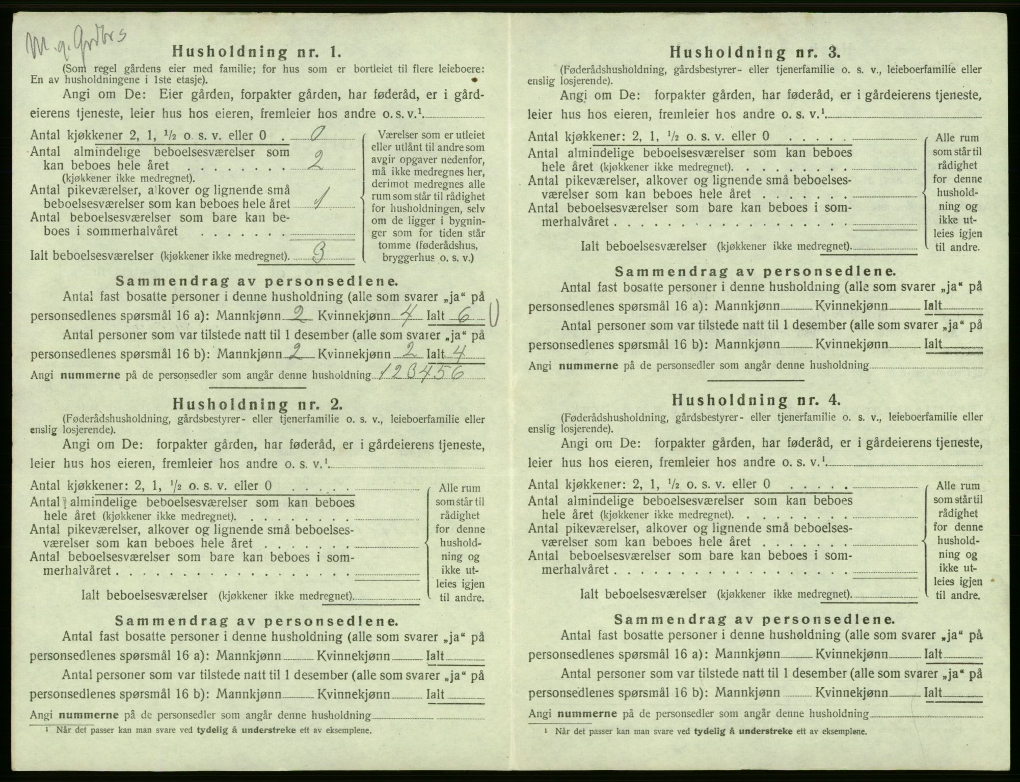 SAB, 1920 census for Odda, 1920, p. 1146