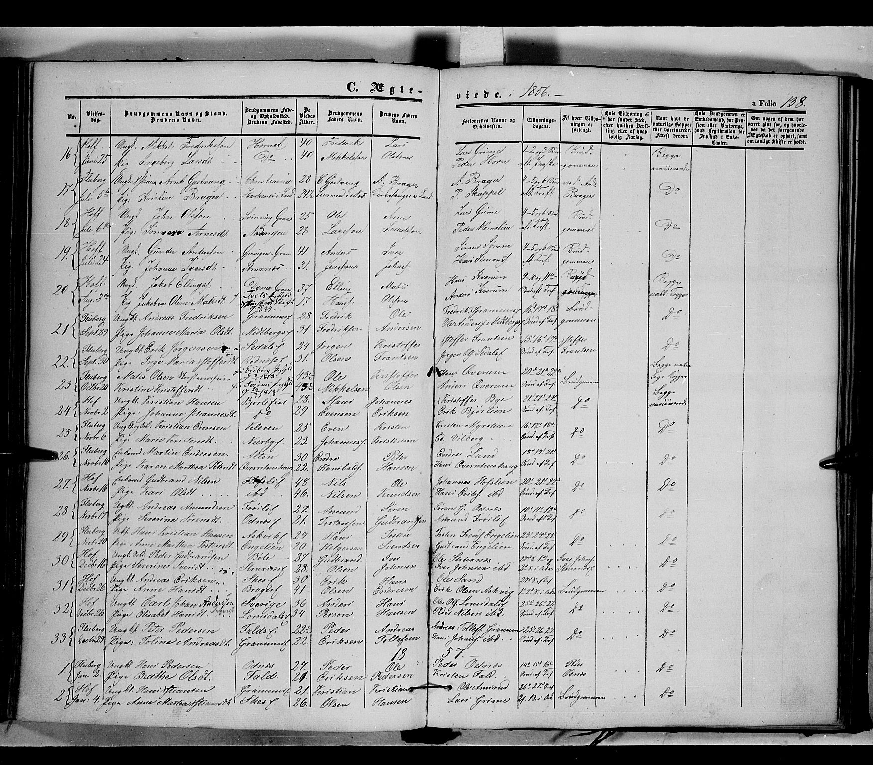 Land prestekontor, SAH/PREST-120/H/Ha/Haa/L0009: Parish register (official) no. 9, 1847-1859, p. 138
