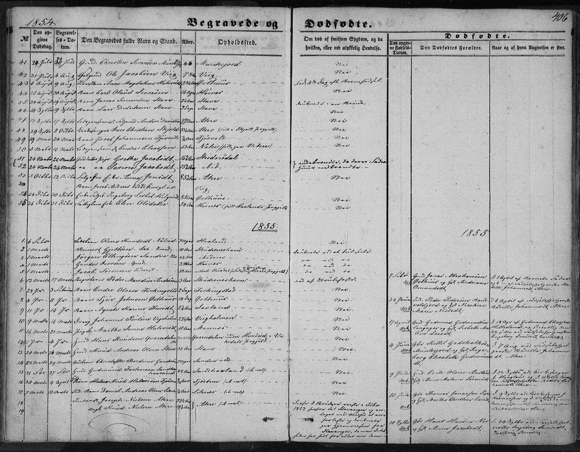 Skudenes sokneprestkontor, SAST/A -101849/H/Ha/Haa/L0005: Parish register (official) no. A 3.2, 1847-1863, p. 406