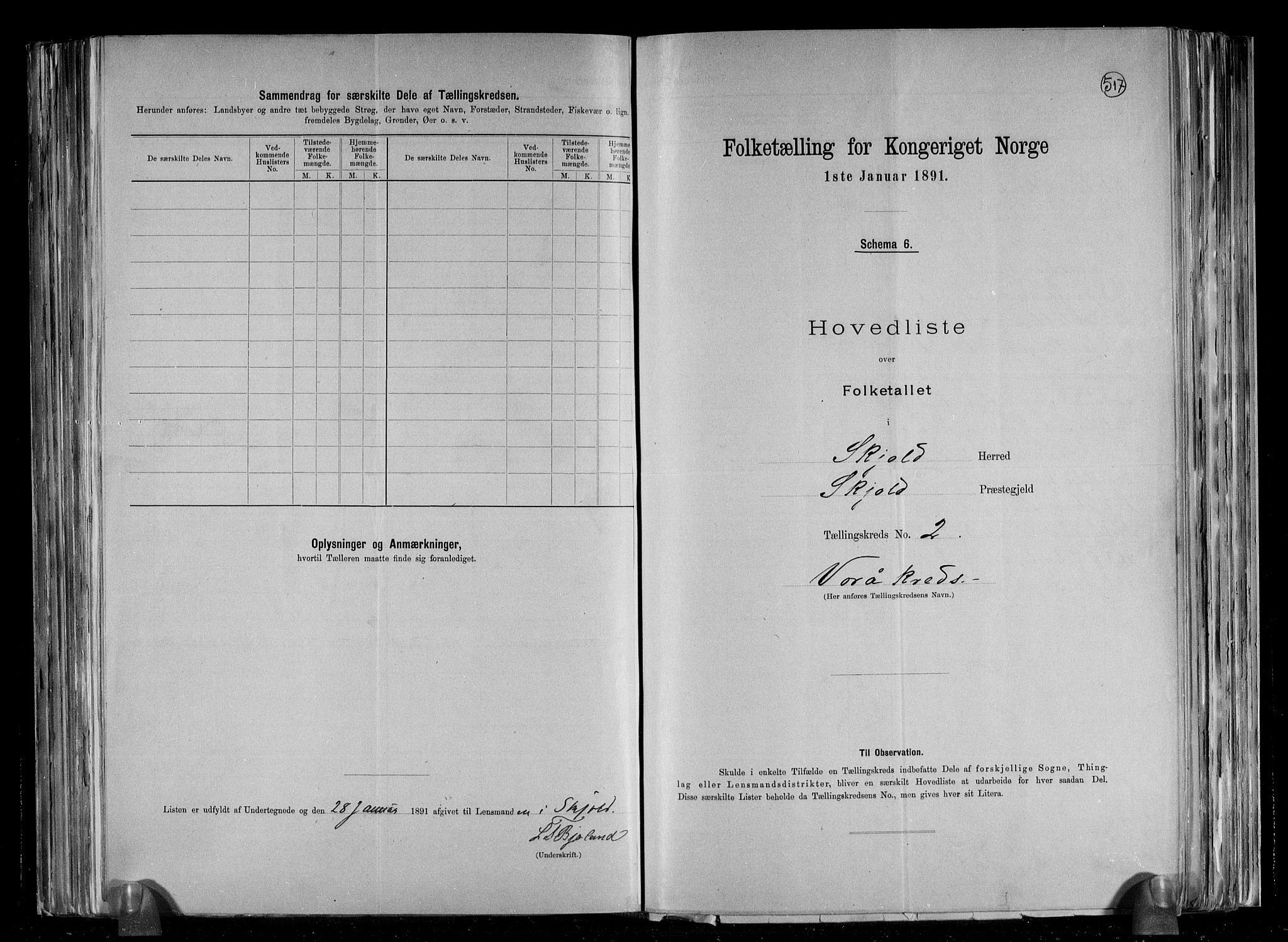 RA, 1891 census for 1154 Skjold, 1891, p. 7