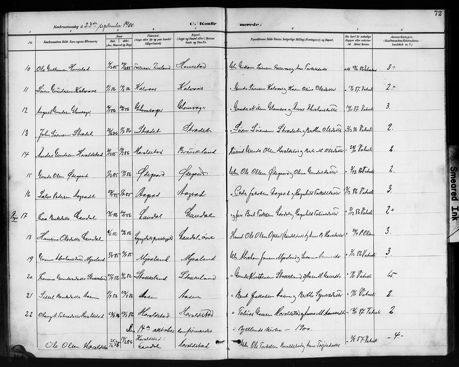 Holum sokneprestkontor, AV/SAK-1111-0022/F/Fb/Fbb/L0004: Parish register (copy) no. B 4, 1899-1920, p. 72