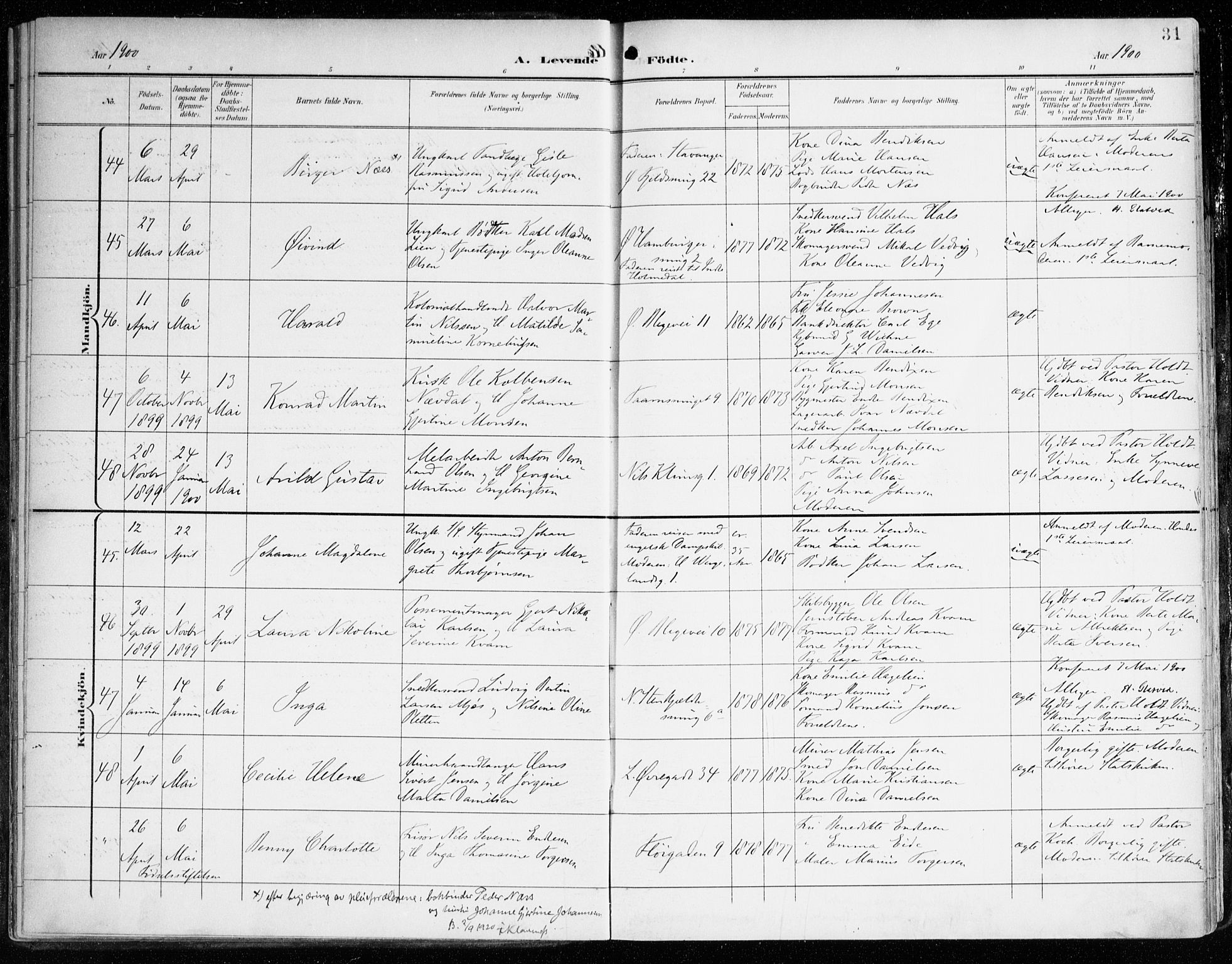 Korskirken sokneprestembete, SAB/A-76101/H/Haa/L0023: Parish register (official) no. B 9, 1899-1908, p. 31