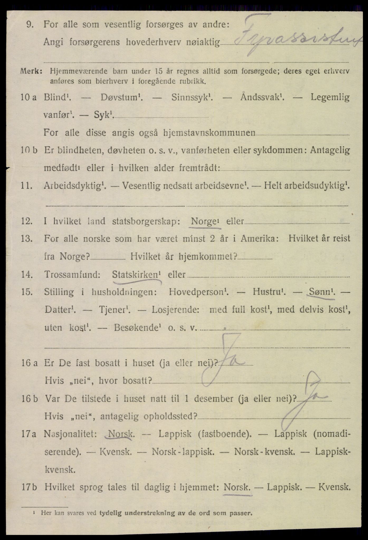 SAT, 1920 census for Meløy, 1920, p. 2126