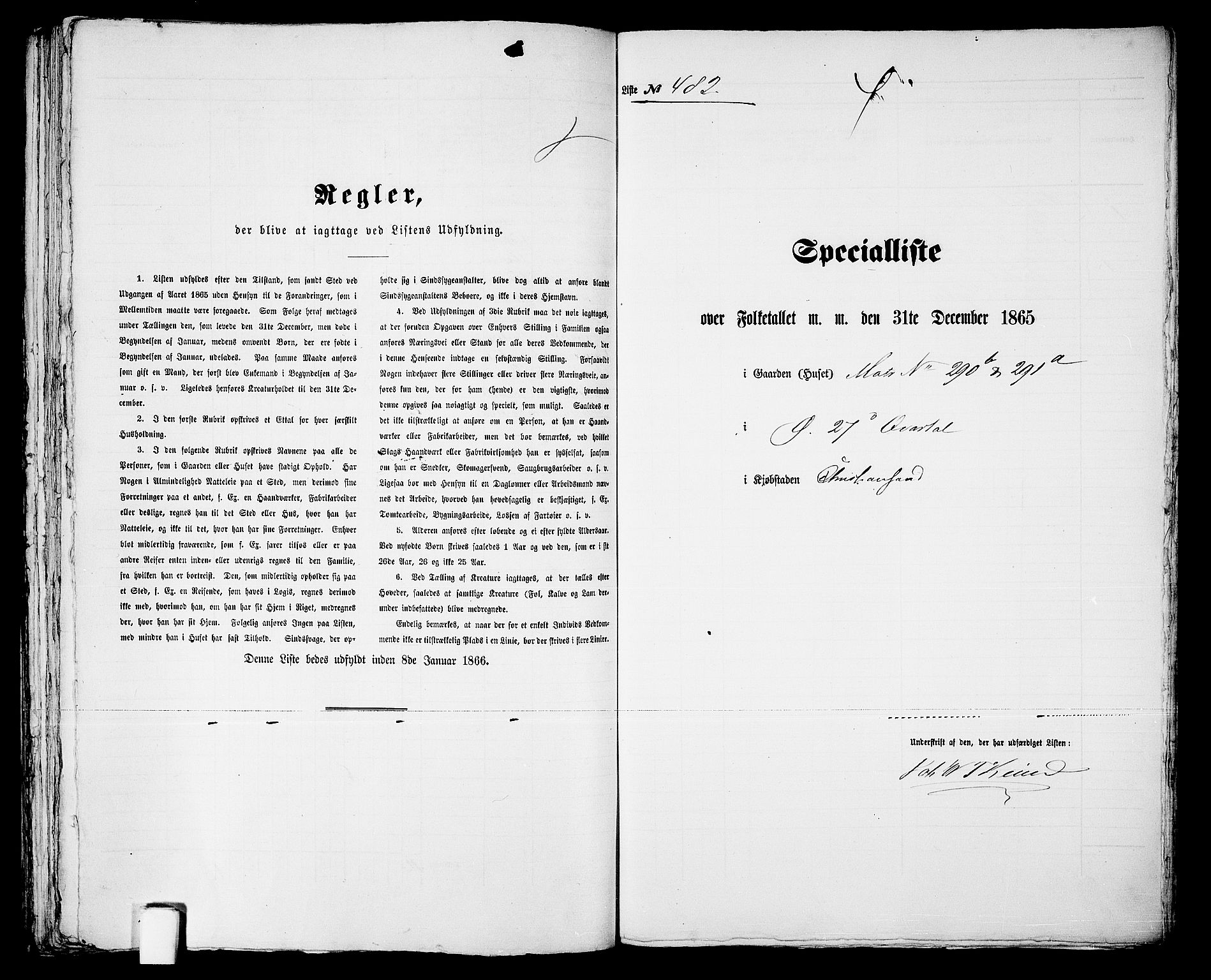 RA, 1865 census for Kristiansand, 1865, p. 986