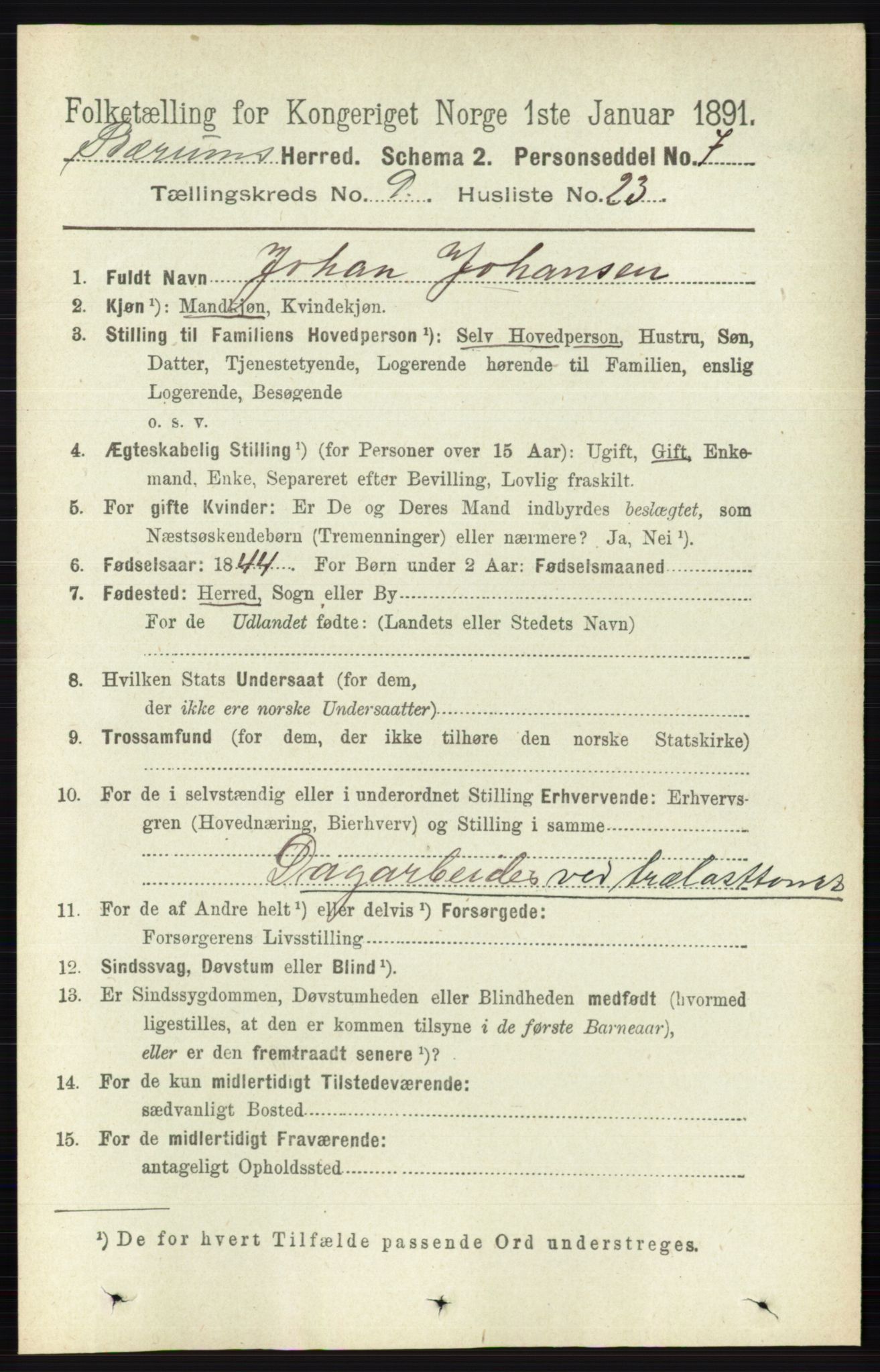 RA, 1891 census for 0219 Bærum, 1891, p. 5350