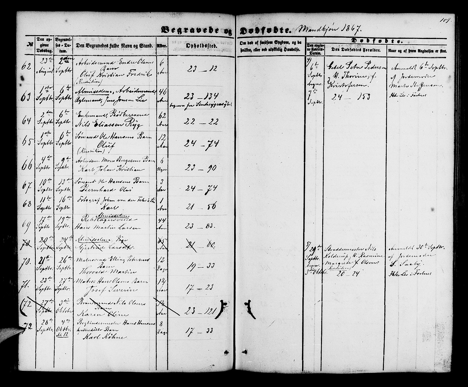 Korskirken sokneprestembete, AV/SAB-A-76101/H/Hab: Parish register (copy) no. E 2, 1851-1871, p. 109