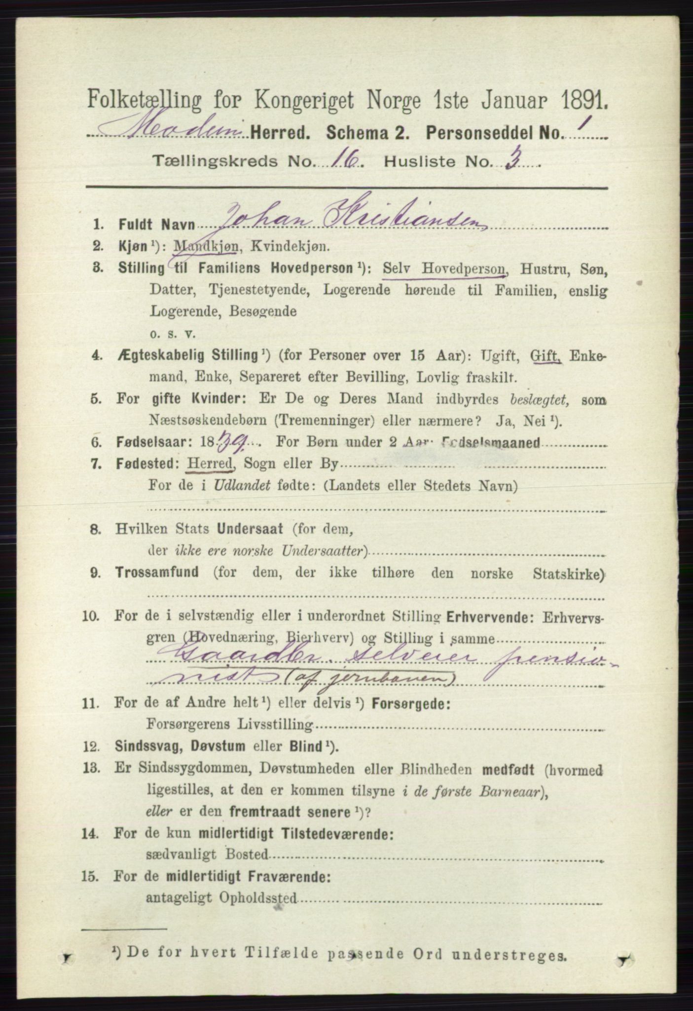 RA, 1891 census for 0623 Modum, 1891, p. 6193