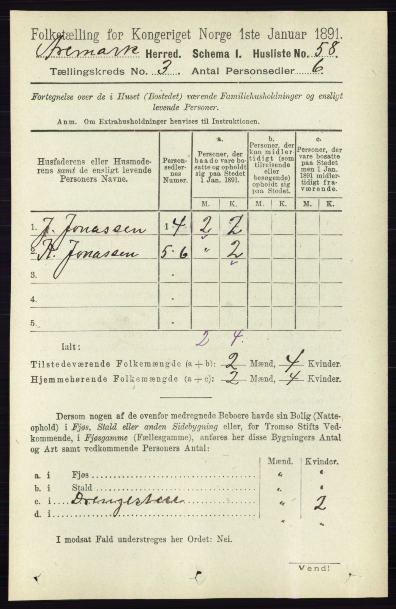 RA, 1891 census for 0118 Aremark, 1891, p. 1397