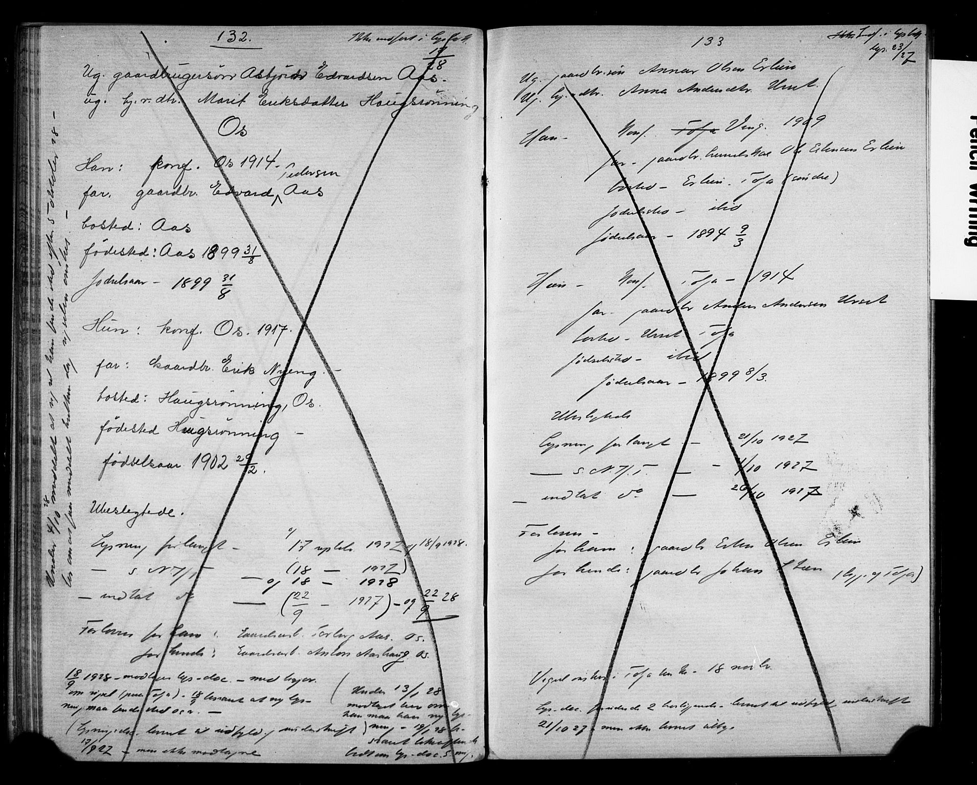 Tolga prestekontor, AV/SAH-PREST-062/N/L0005: Banns register no. 32, 1920-1929, p. 132-133