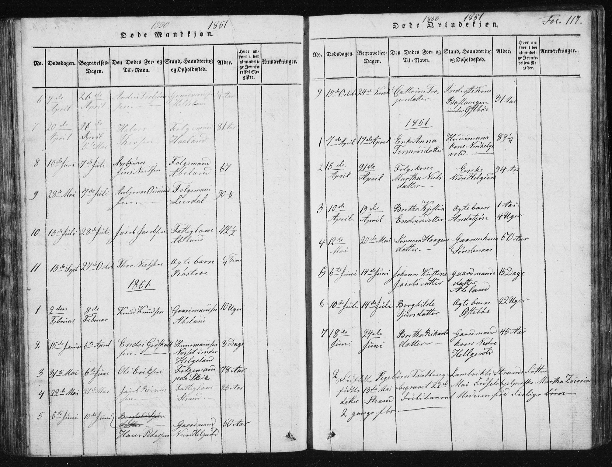 Vikedal sokneprestkontor, SAST/A-101840/01/V: Parish register (copy) no. B 2, 1816-1863, p. 117