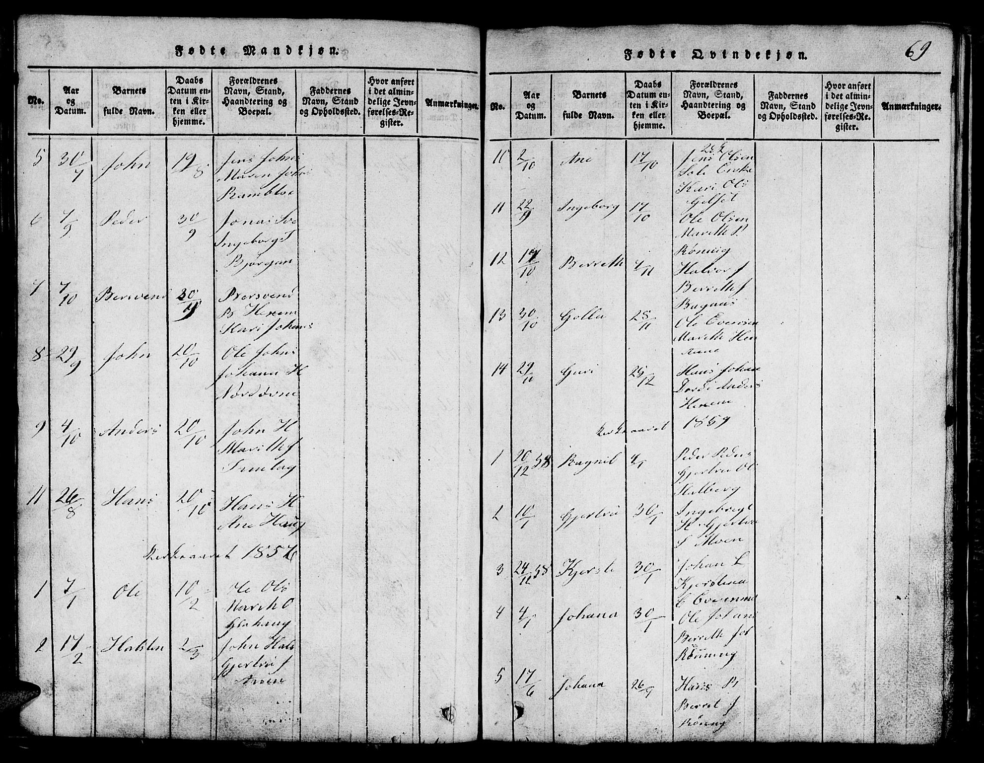 Ministerialprotokoller, klokkerbøker og fødselsregistre - Sør-Trøndelag, AV/SAT-A-1456/685/L0976: Parish register (copy) no. 685C01, 1817-1878, p. 69