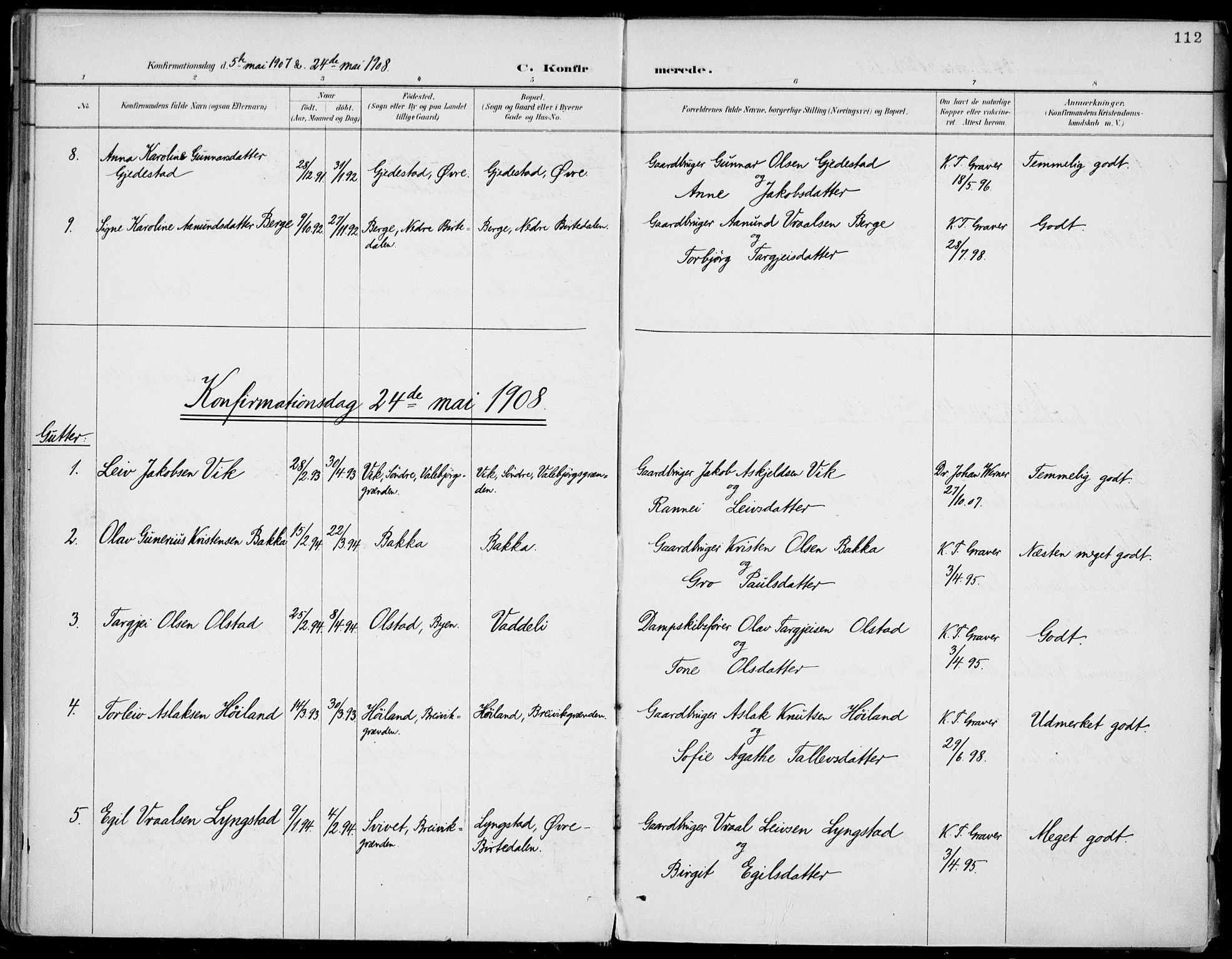 Fyresdal kirkebøker, SAKO/A-263/F/Fa/L0007: Parish register (official) no. I 7, 1887-1914, p. 112