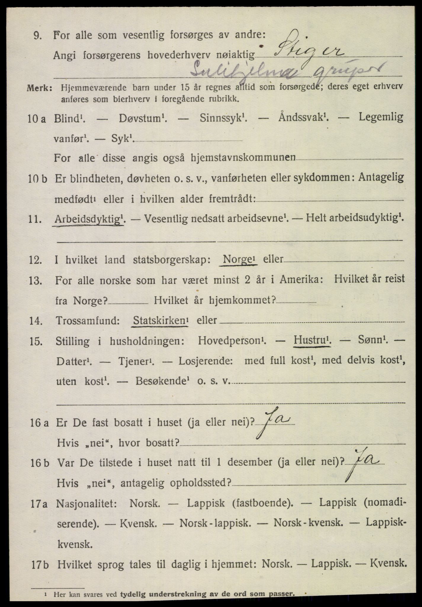 SAT, 1920 census for Fauske, 1920, p. 4977