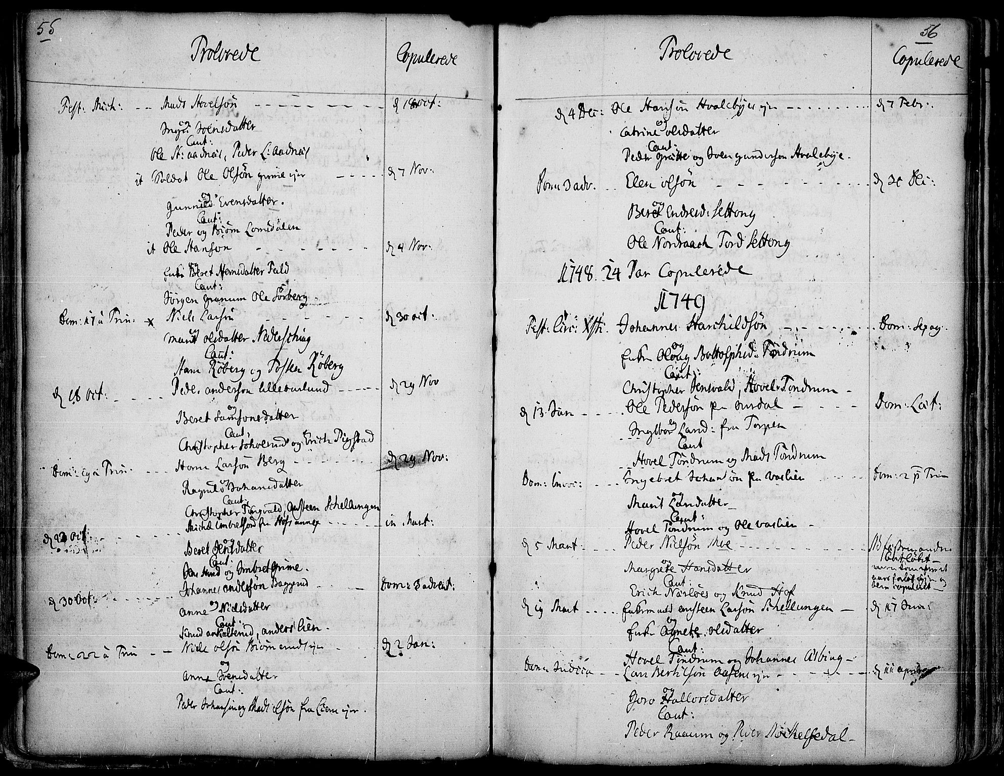 Land prestekontor, AV/SAH-PREST-120/H/Ha/Haa/L0003: Parish register (official) no. 3, 1733-1764, p. 55-56
