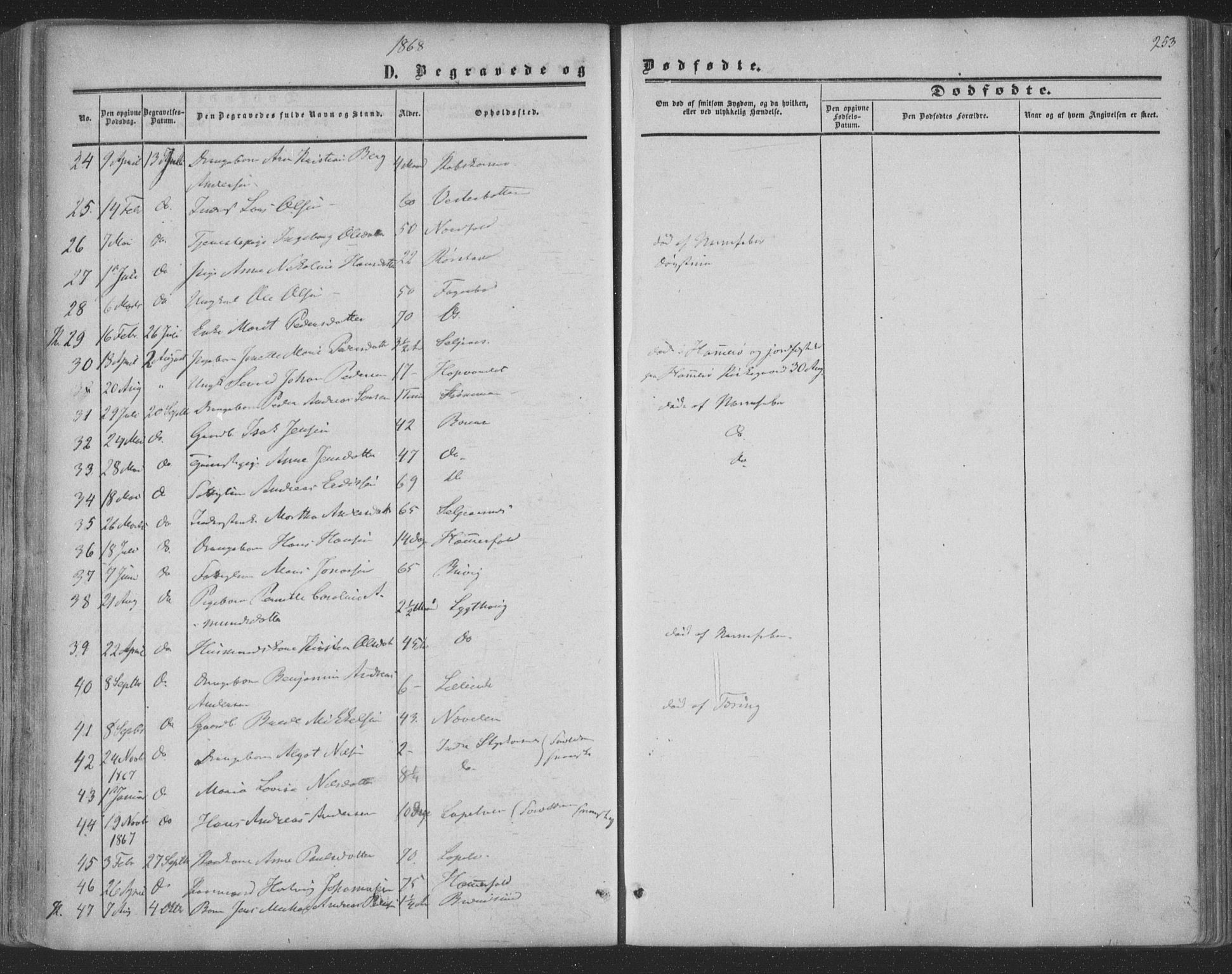 Ministerialprotokoller, klokkerbøker og fødselsregistre - Nordland, AV/SAT-A-1459/853/L0770: Parish register (official) no. 853A09, 1857-1870, p. 253