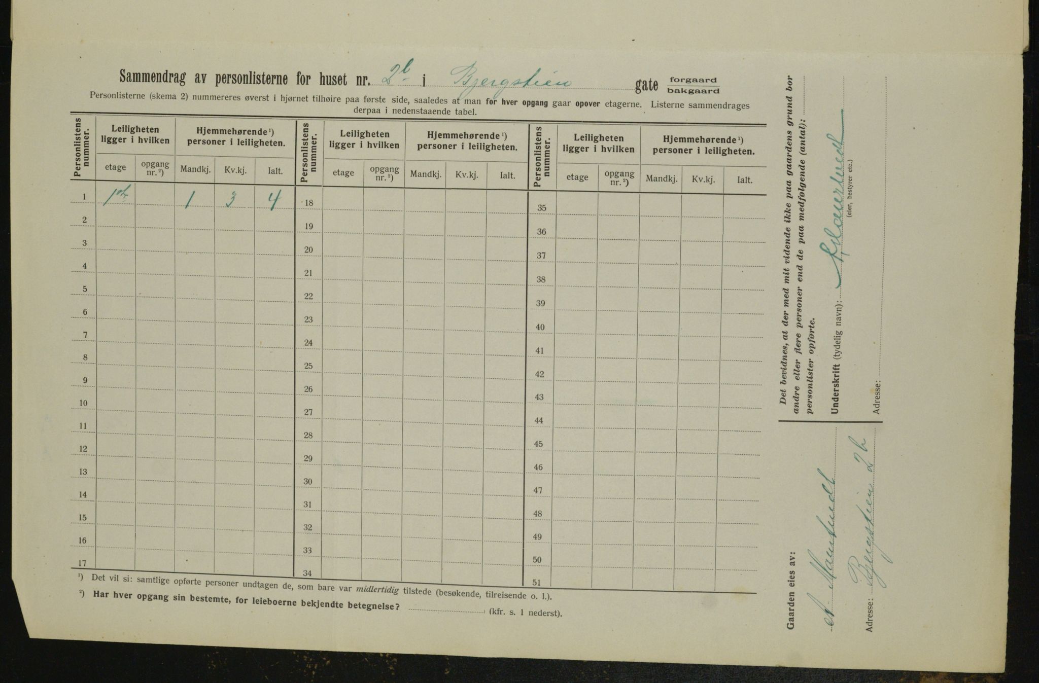OBA, Municipal Census 1913 for Kristiania, 1913, p. 4170