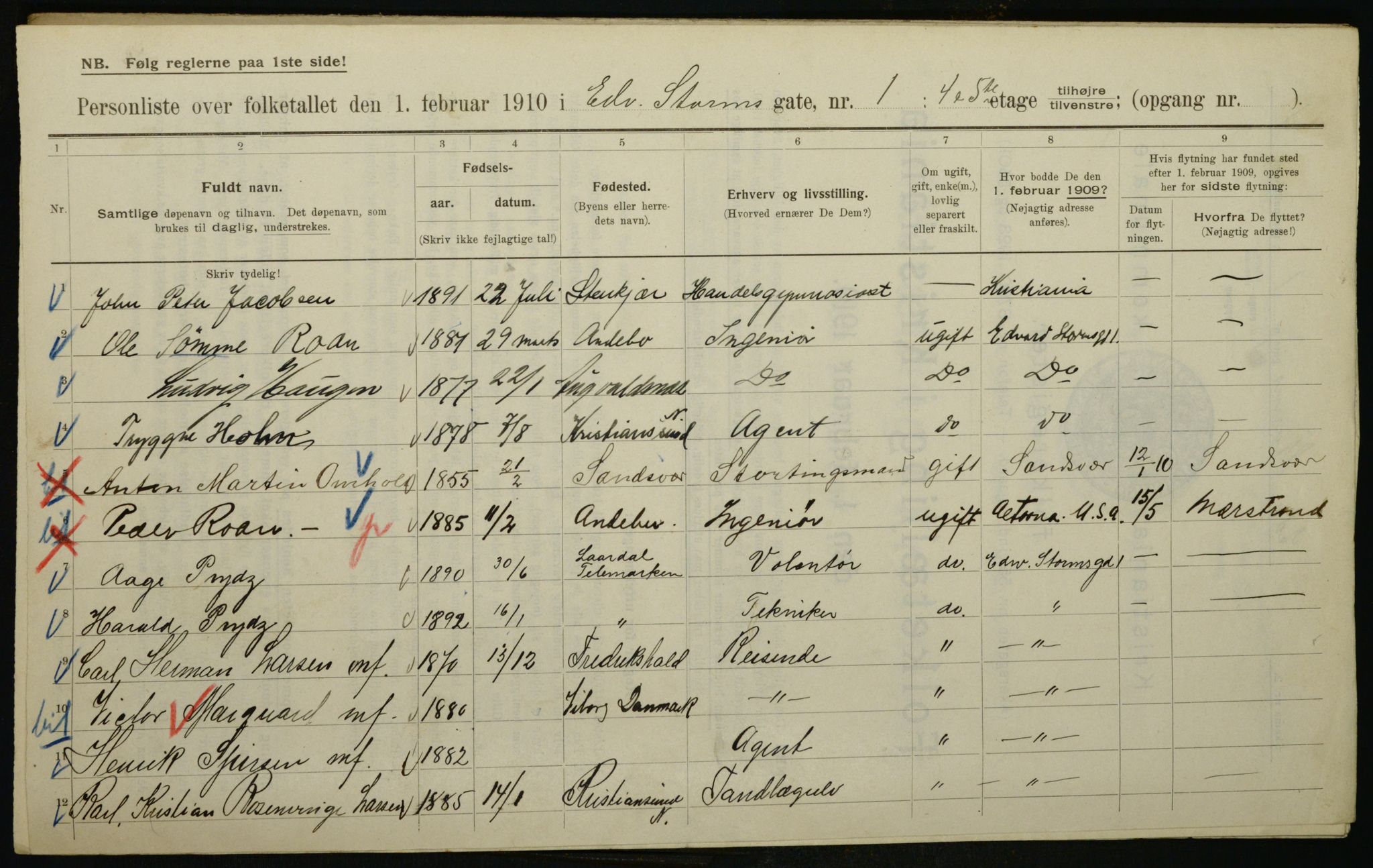 OBA, Municipal Census 1910 for Kristiania, 1910, p. 17757