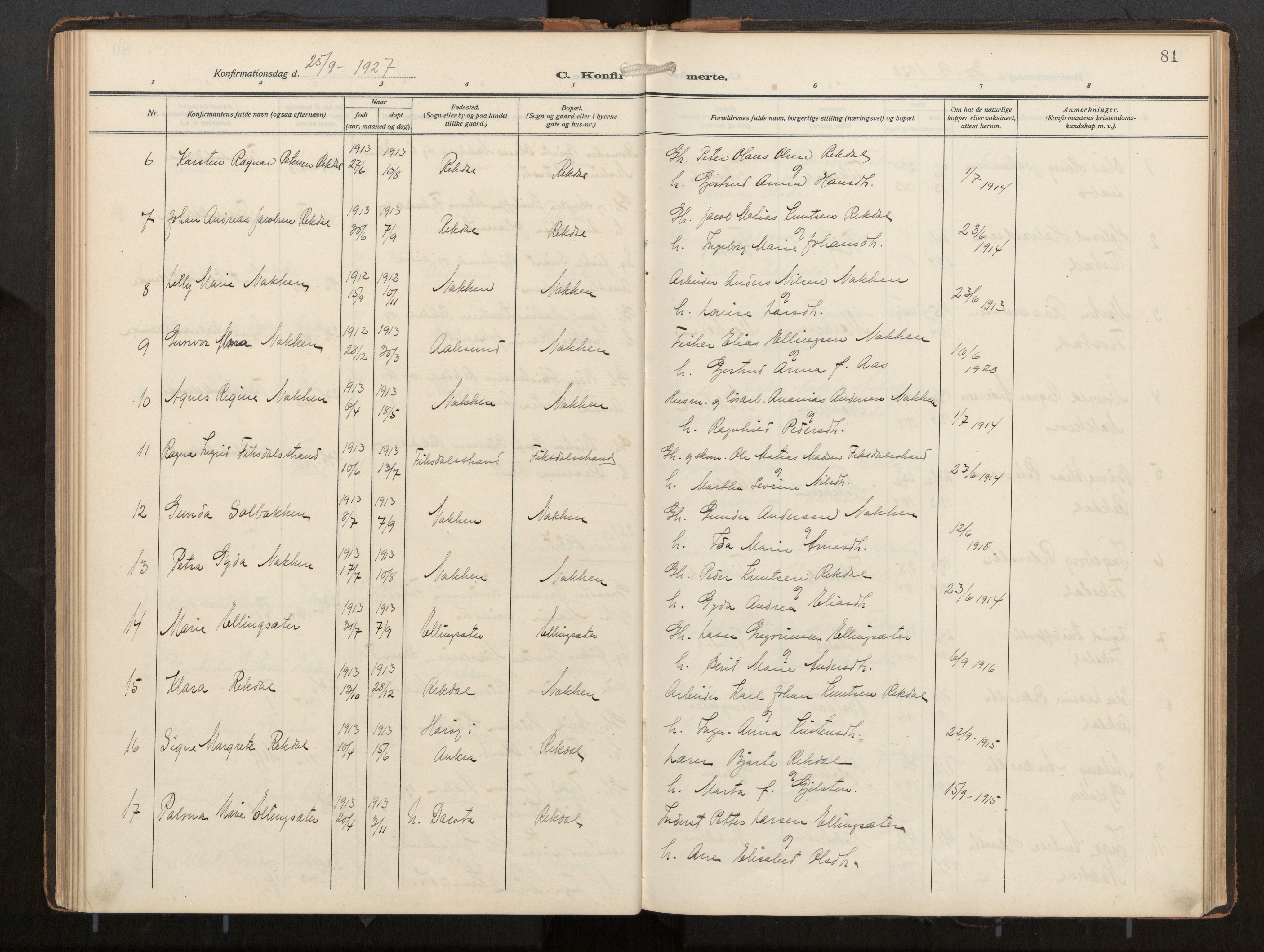 Ministerialprotokoller, klokkerbøker og fødselsregistre - Møre og Romsdal, AV/SAT-A-1454/540/L0540b: Parish register (official) no. 540A03, 1909-1932, p. 81