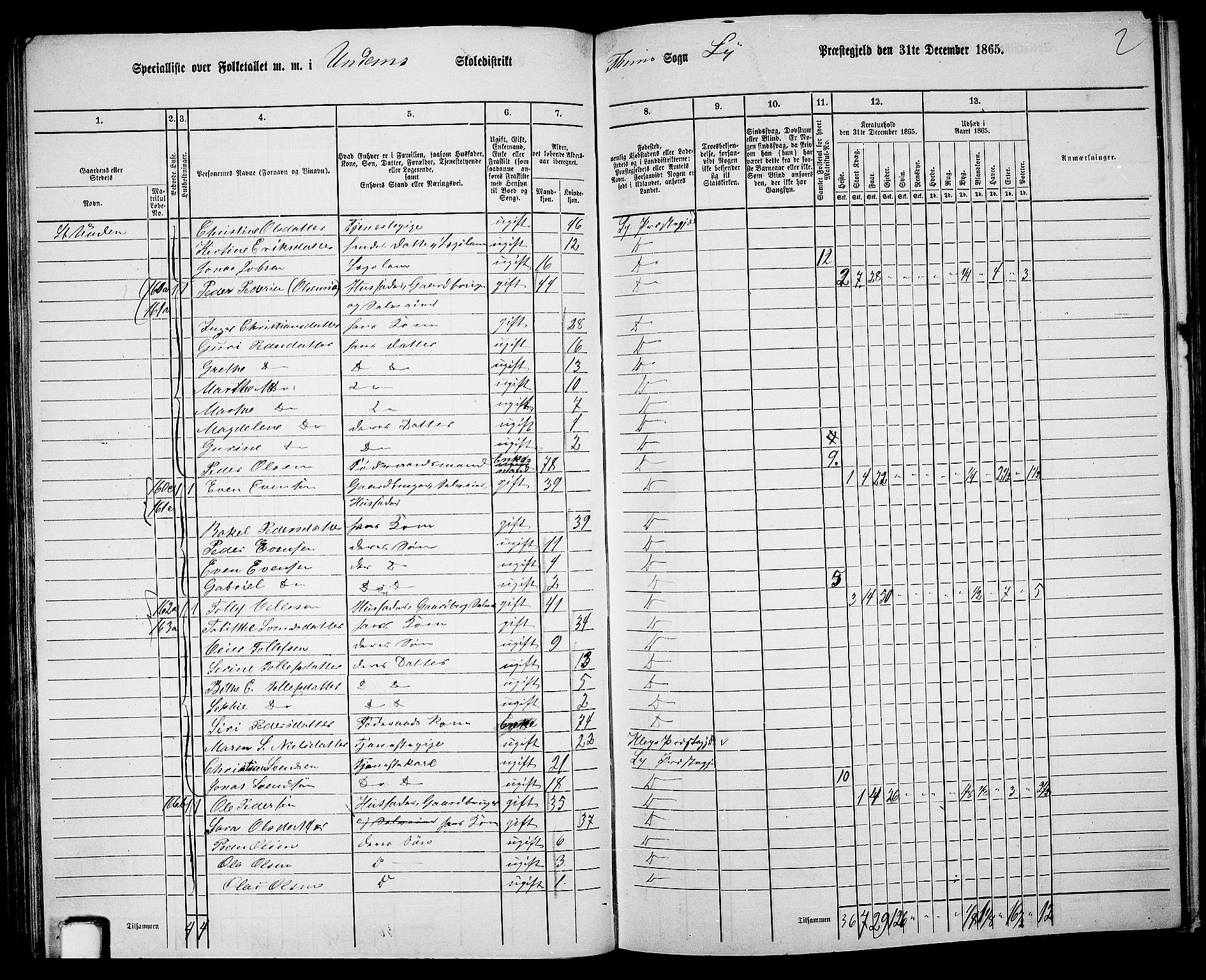 RA, 1865 census for Lye, 1865, p. 66