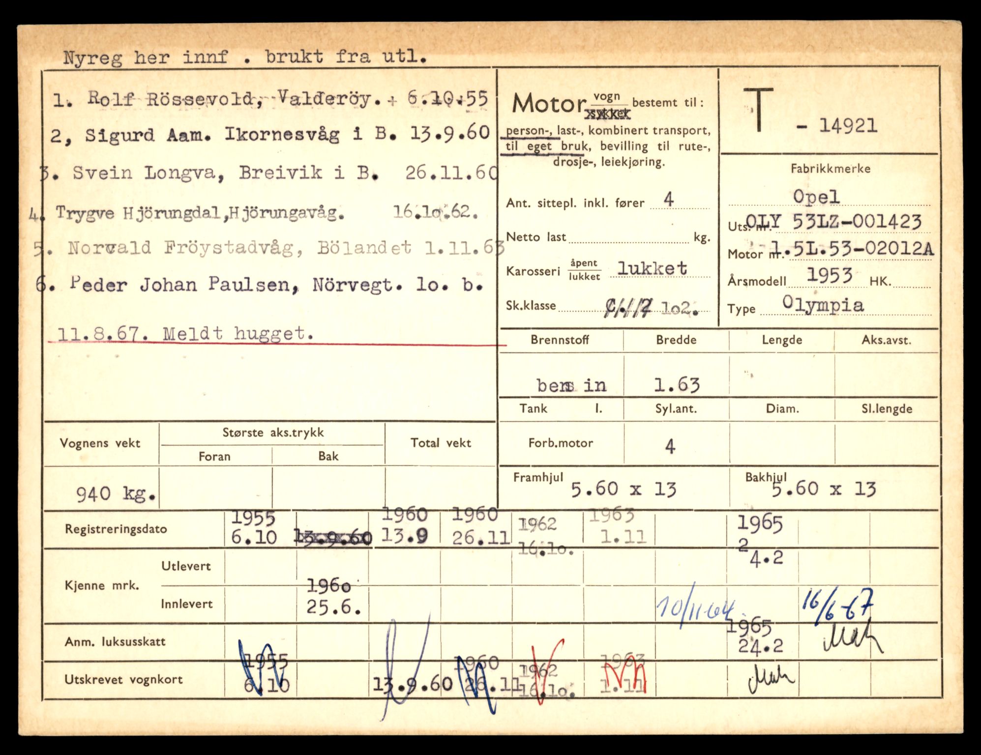 Møre og Romsdal vegkontor - Ålesund trafikkstasjon, AV/SAT-A-4099/F/Fe/L0049: Registreringskort for kjøretøy T 14864 - T 18613, 1927-1998, p. 1331