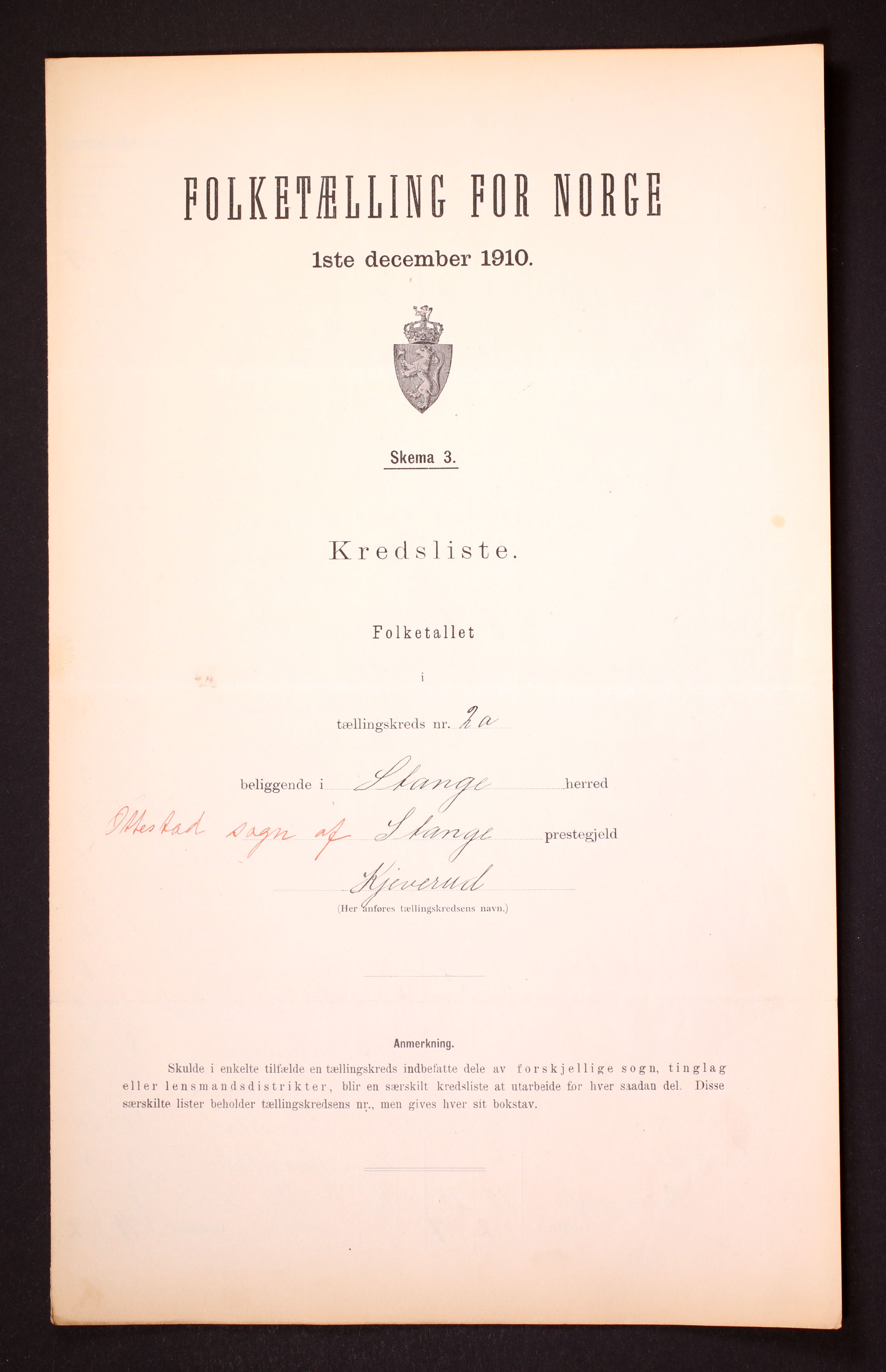 RA, 1910 census for Stange, 1910, p. 10