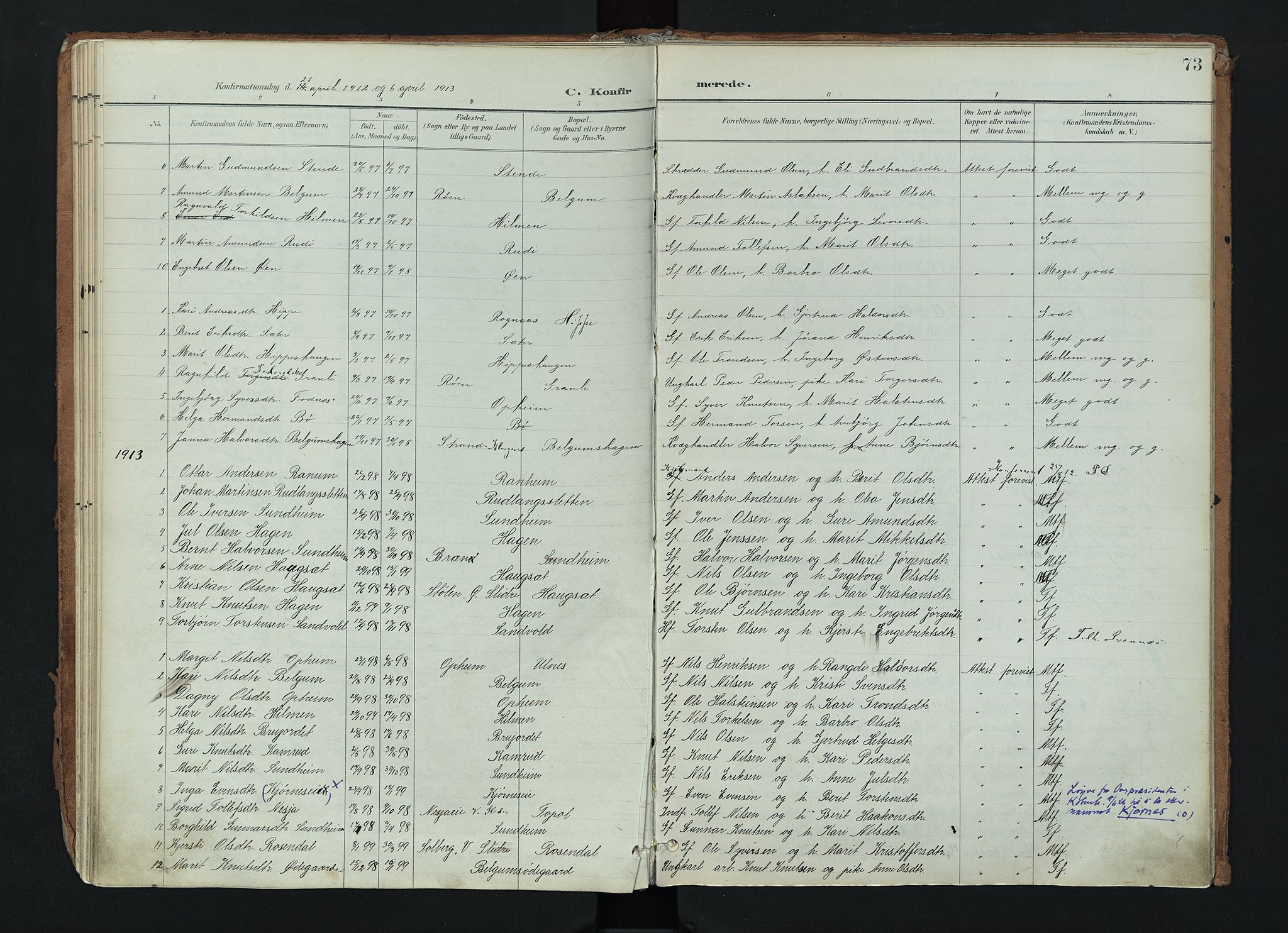 Nord-Aurdal prestekontor, SAH/PREST-132/H/Ha/Haa/L0017: Parish register (official) no. 17, 1897-1926, p. 73