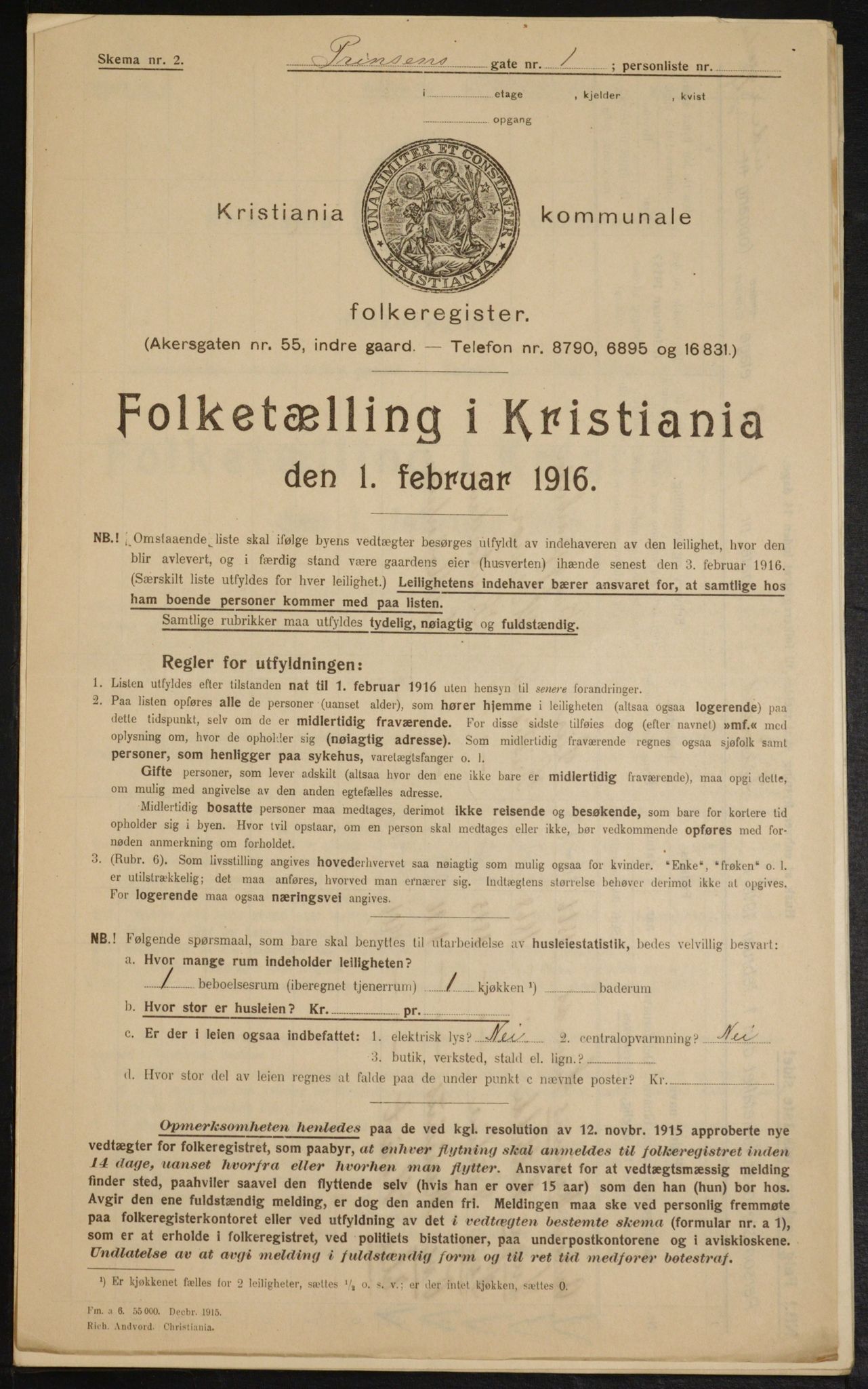 OBA, Municipal Census 1916 for Kristiania, 1916, p. 83484