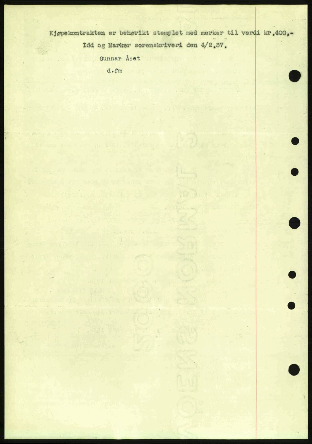 Idd og Marker sorenskriveri, AV/SAO-A-10283/G/Gb/Gbb/L0001: Mortgage book no. A1, 1936-1937, Diary no: : 124/1937