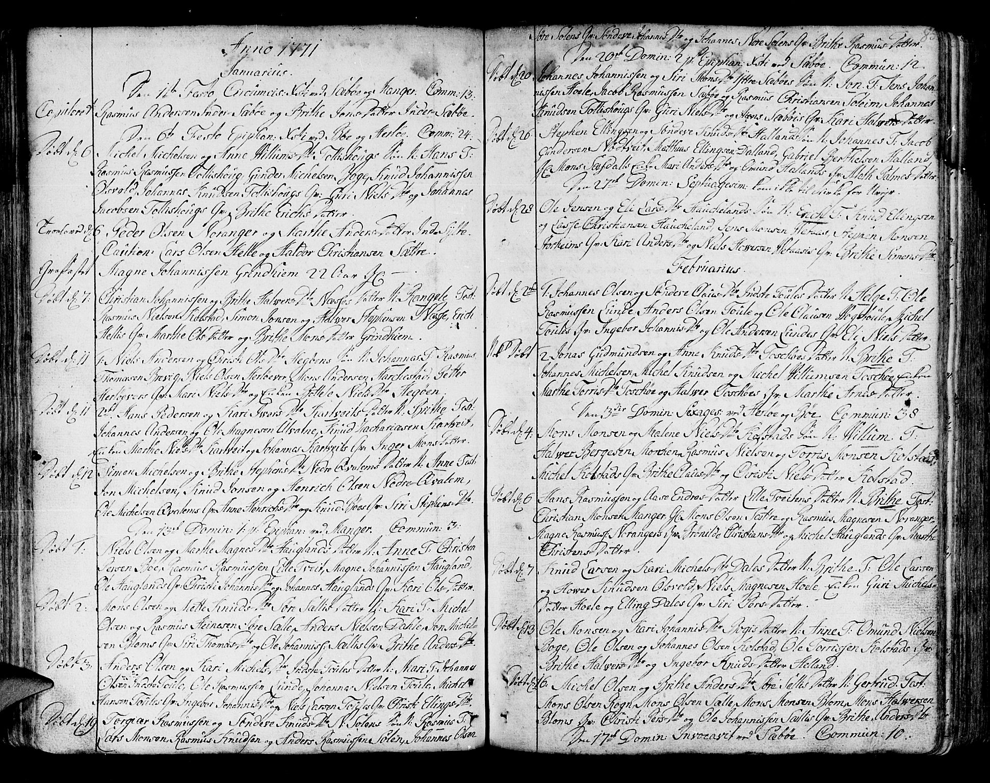Manger sokneprestembete, SAB/A-76801/H/Haa: Parish register (official) no. A 1, 1759-1791, p. 85
