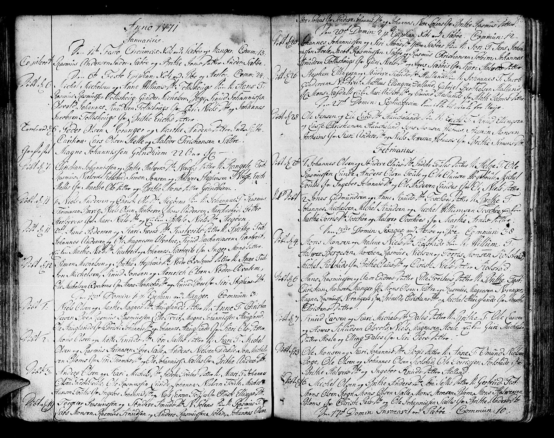 Manger sokneprestembete, AV/SAB-A-76801/H/Haa: Parish register (official) no. A 1, 1759-1791, p. 85