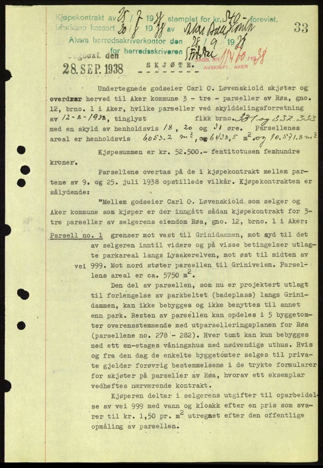 Aker herredsskriveri, SAO/A-10896/G/Gb/Gba/Gbab/L0025: Mortgage book no. A154-155, 1938-1938, Diary no: : 11470/1938