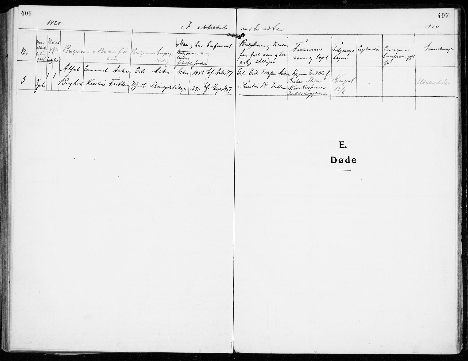Strømsgodset kirkebøker, SAKO/A-324/F/Fa/L0002: Parish register (official) no. 2, 1910-1920, p. 406-407