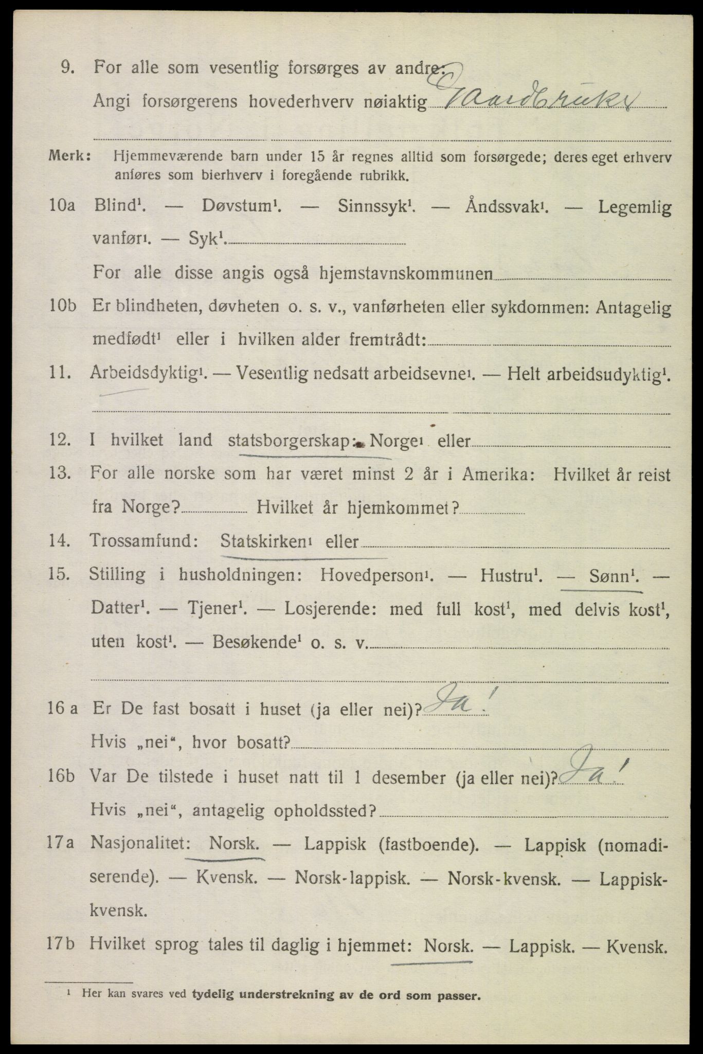 SAT, 1920 census for Ankenes, 1920, p. 1700