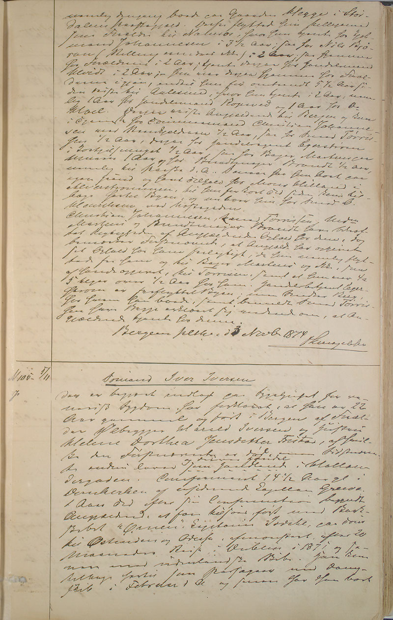 Bergen politikammer / politidistrikt, AV/SAB-A-60401/I/Ic, 1874-1878