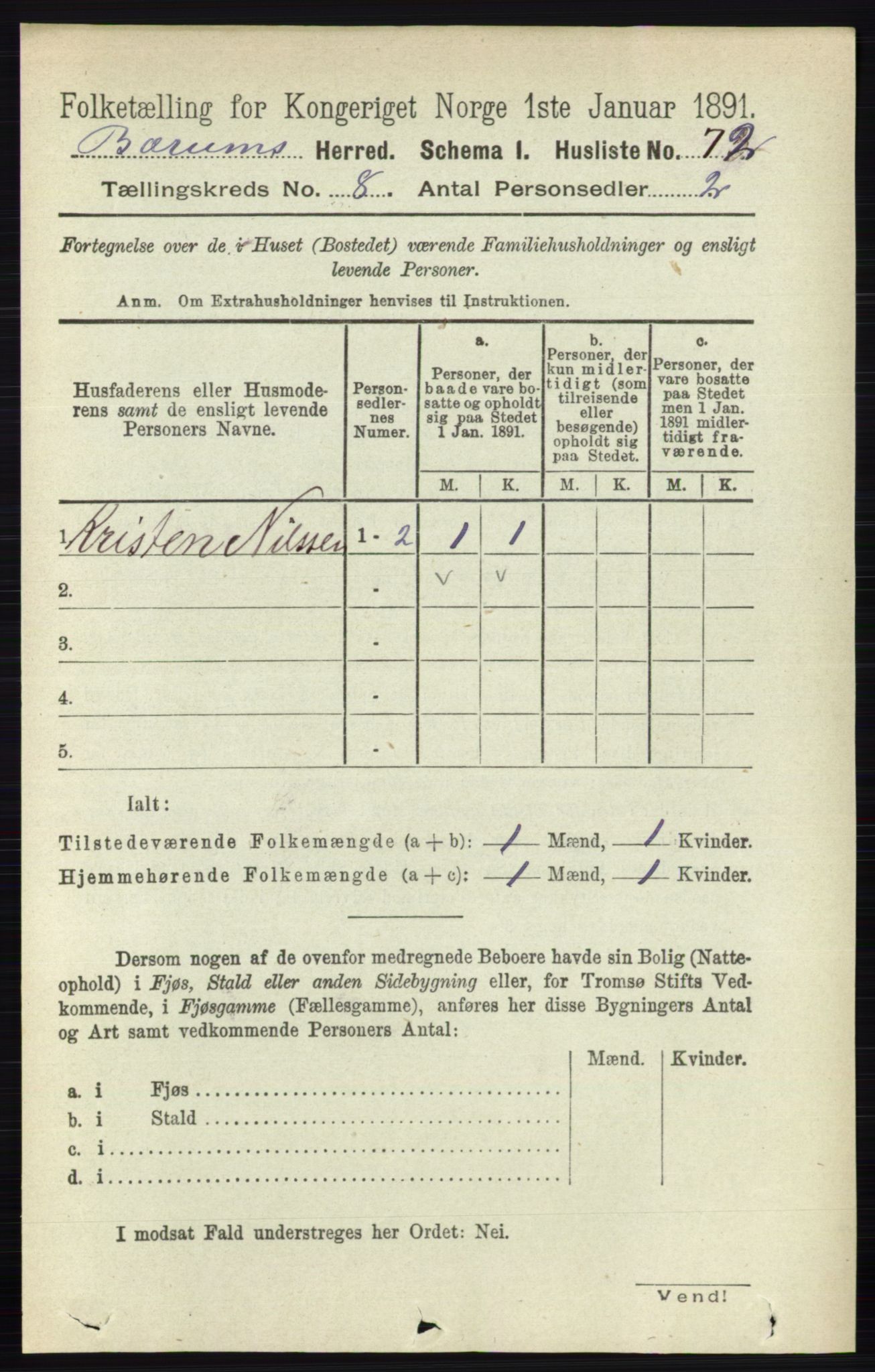 RA, 1891 census for 0219 Bærum, 1891, p. 4521