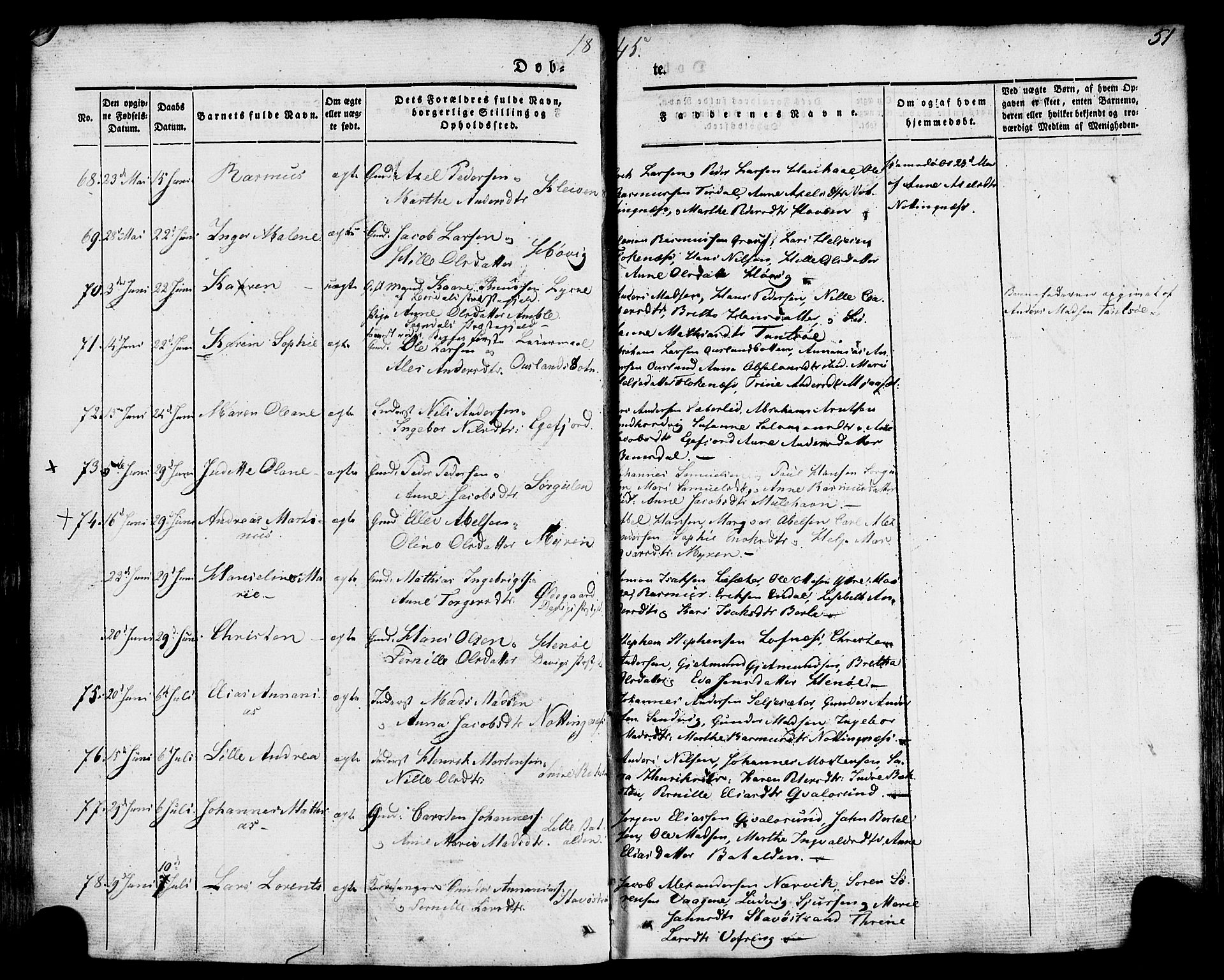 Kinn sokneprestembete, AV/SAB-A-80801/H/Haa/Haaa/L0005: Parish register (official) no. A 5, 1841-1857, p. 51