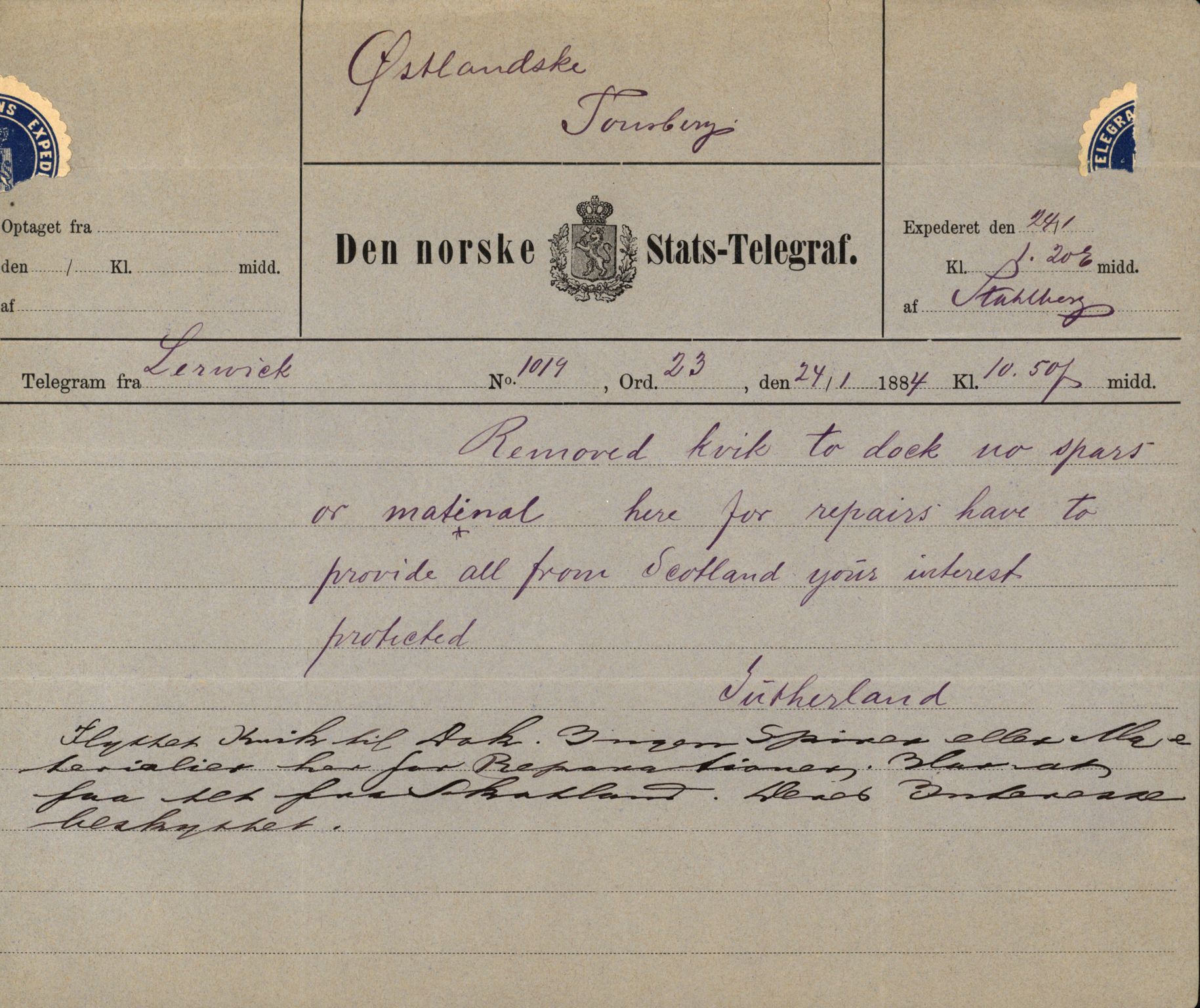 Pa 63 - Østlandske skibsassuranceforening, VEMU/A-1079/G/Ga/L0017/0009: Havaridokumenter / Agnese, Agnes, Adelphia, Kvik, Varnæs, 1884, p. 80