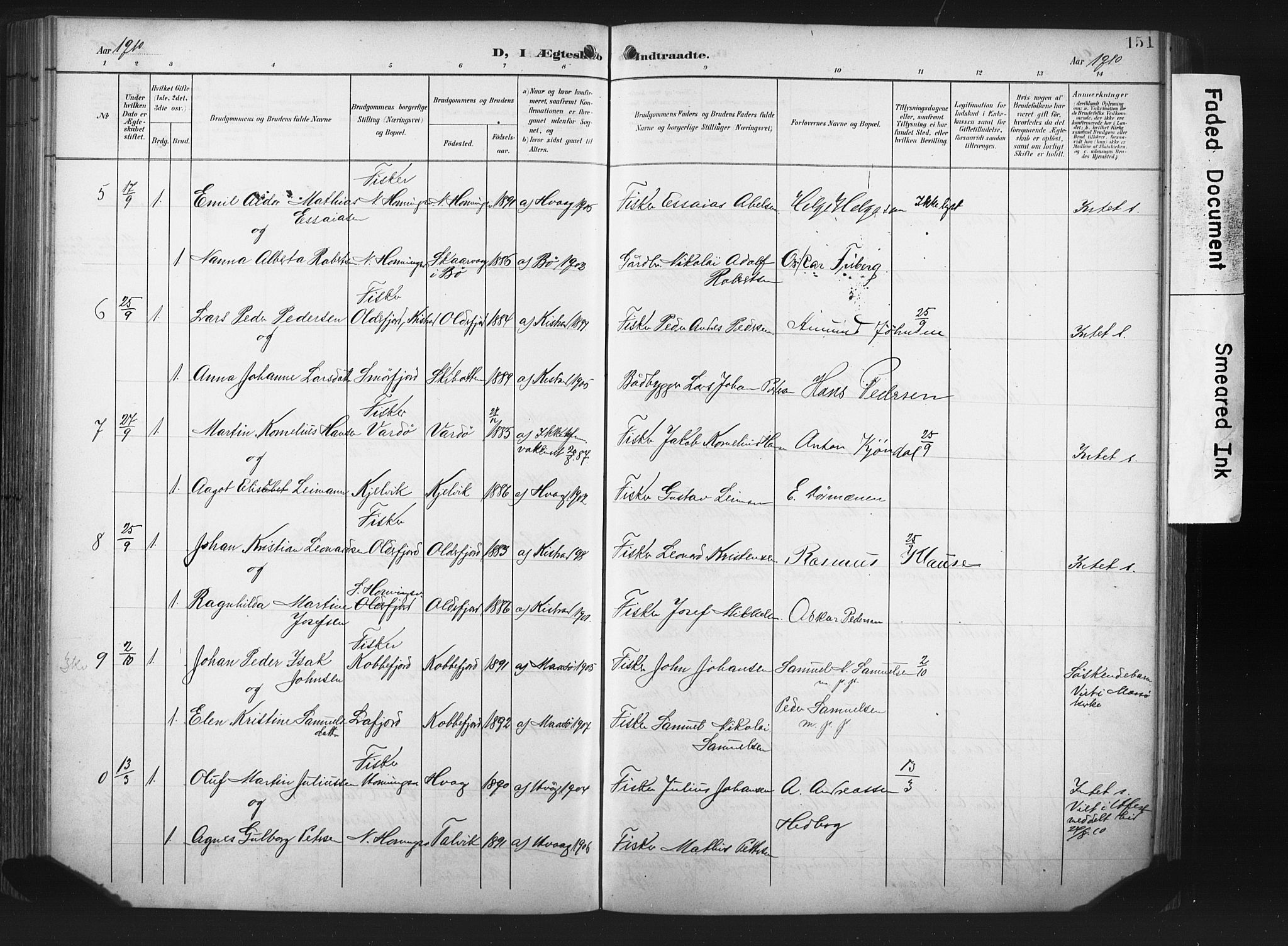 Måsøy sokneprestkontor, AV/SATØ-S-1348/H/Ha/L0008kirke: Parish register (official) no. 8, 1900-1910, p. 151