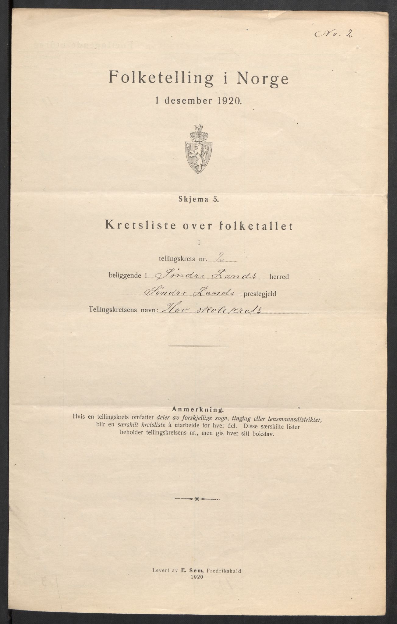 SAH, 1920 census for Søndre Land, 1920, p. 15