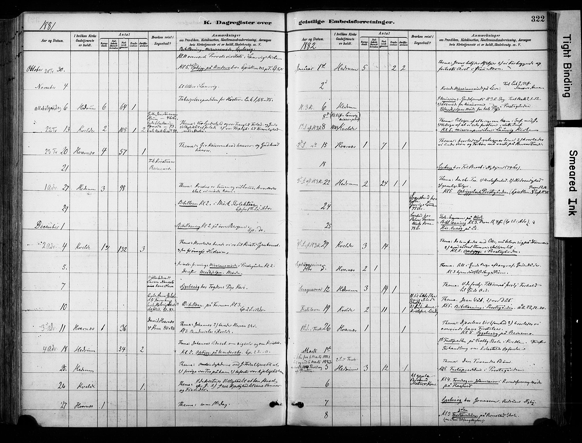 Hedrum kirkebøker, AV/SAKO-A-344/F/Fa/L0009: Parish register (official) no. I 9, 1881-1903, p. 322