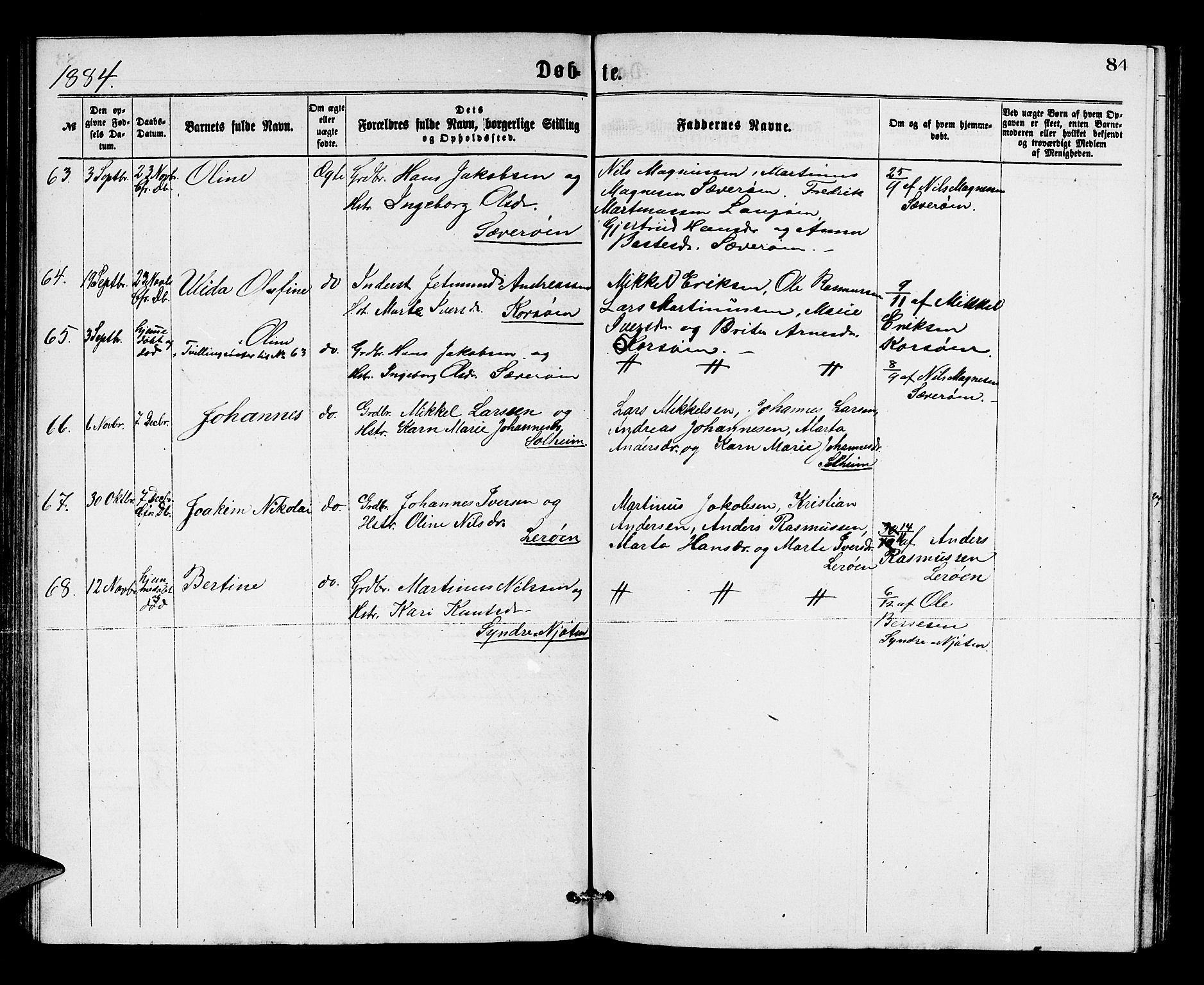 Lindås Sokneprestembete, SAB/A-76701/H/Hab: Parish register (copy) no. C 2, 1868-1885, p. 84