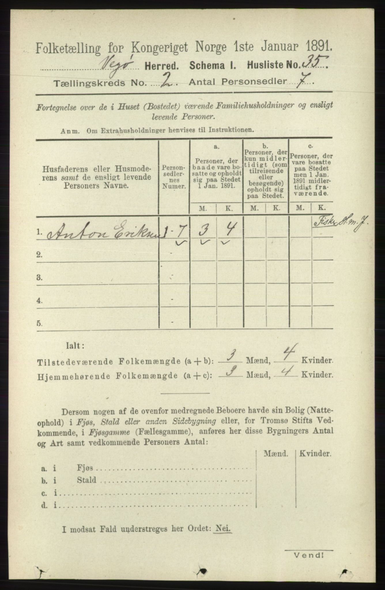 RA, 1891 census for 1815 Vega, 1891, p. 594