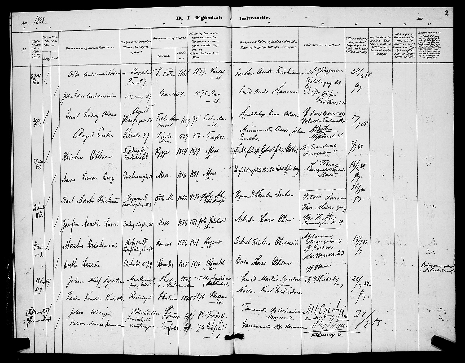 Trefoldighet prestekontor Kirkebøker, SAO/A-10882/H/Ha/L0004: Banns register no. 4, 1888-1894, p. 2