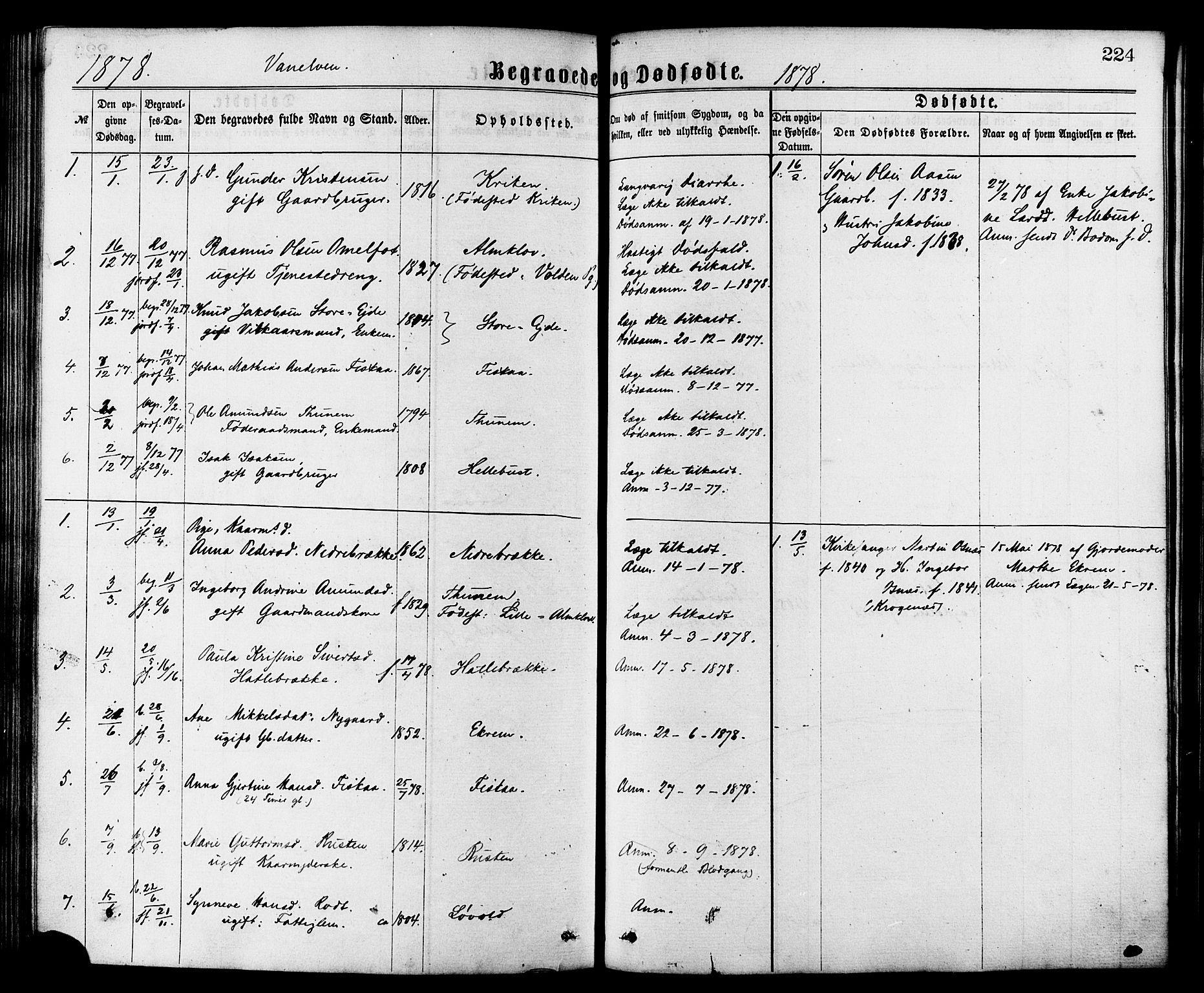 Ministerialprotokoller, klokkerbøker og fødselsregistre - Møre og Romsdal, AV/SAT-A-1454/501/L0007: Parish register (official) no. 501A07, 1868-1884, p. 224